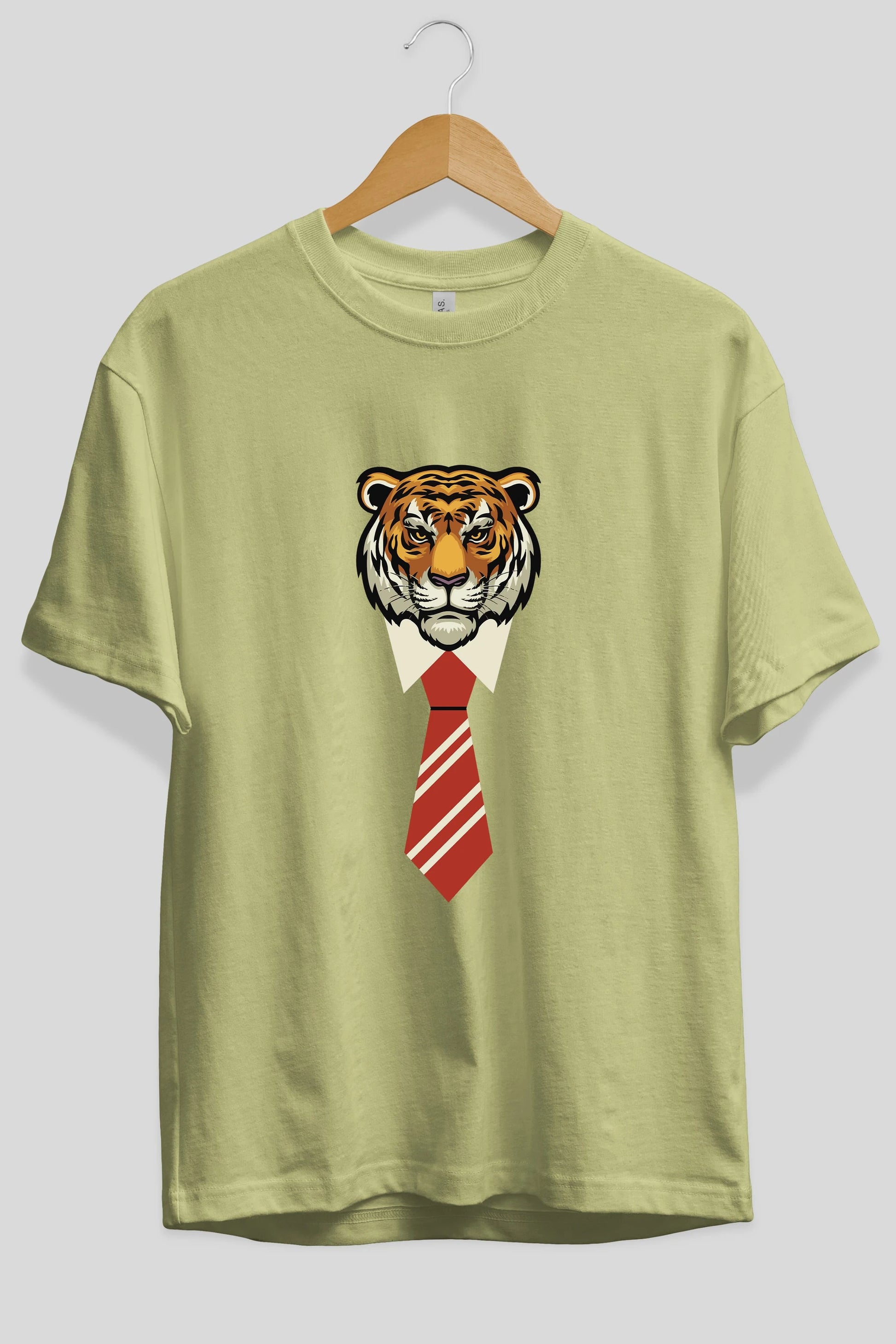 Tiger With Tie Ön Baskılı Oversize t-shirt Erkek Kadın Unisex