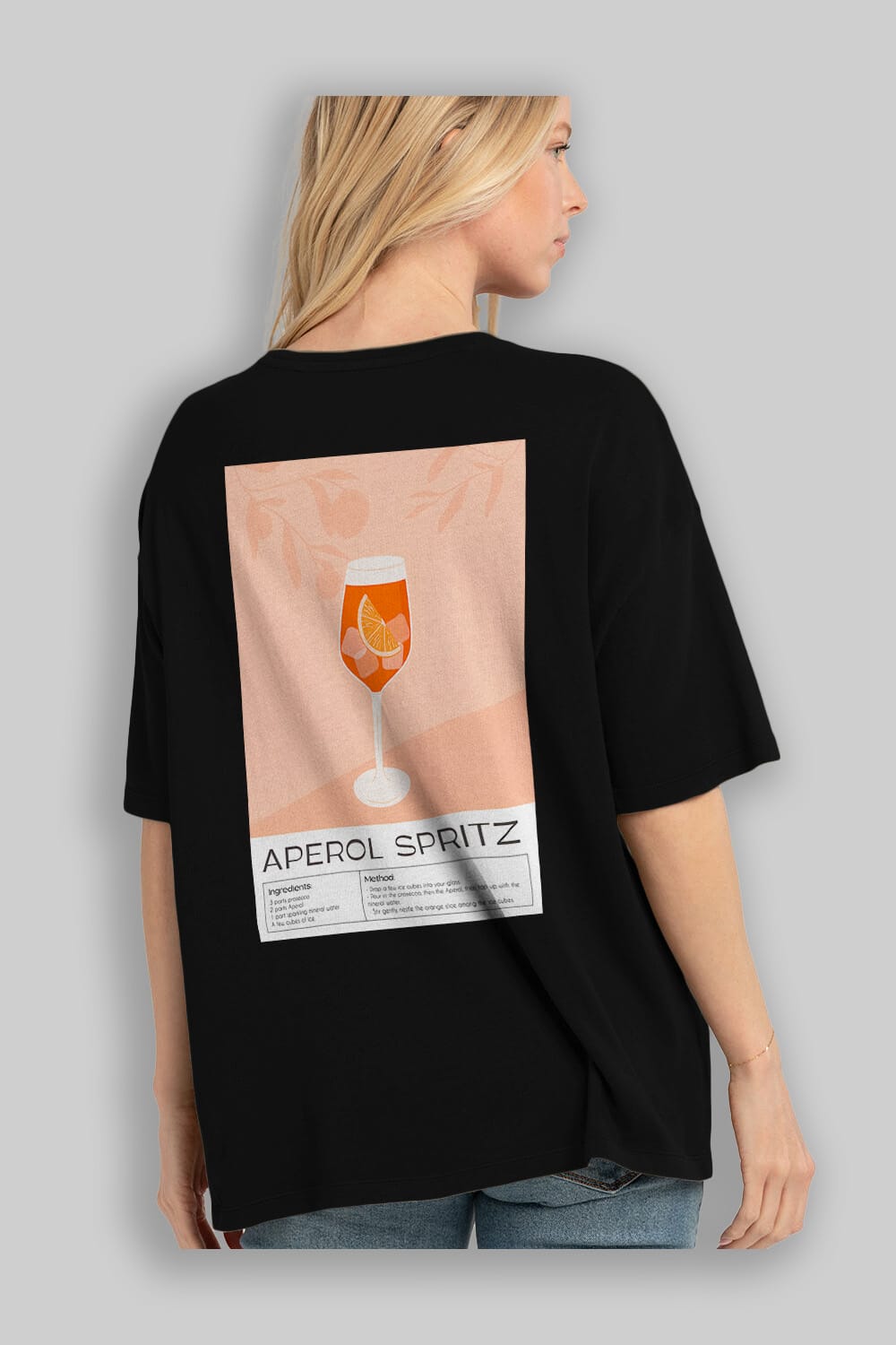 Aperol Spritz 7 Arka Baskılı Oversize t-shirt Erkek Kadın Unisex %100 Pamuk Bisiklet Yaka tişort