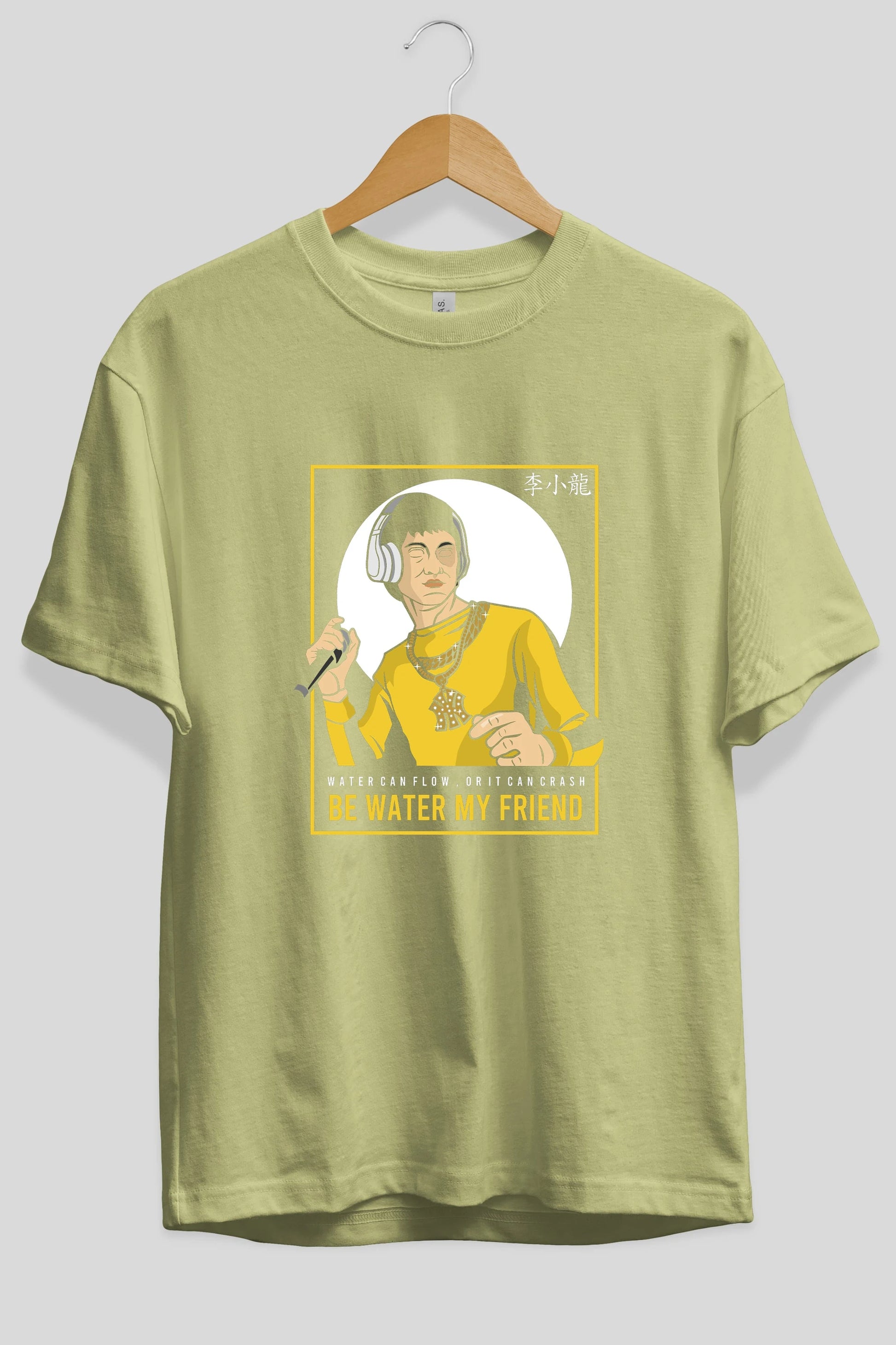 Bruce Lee Rapper Ön Baskılı Oversize t-shirt Erkek Kadın Unisex %100 Pamuk tişort