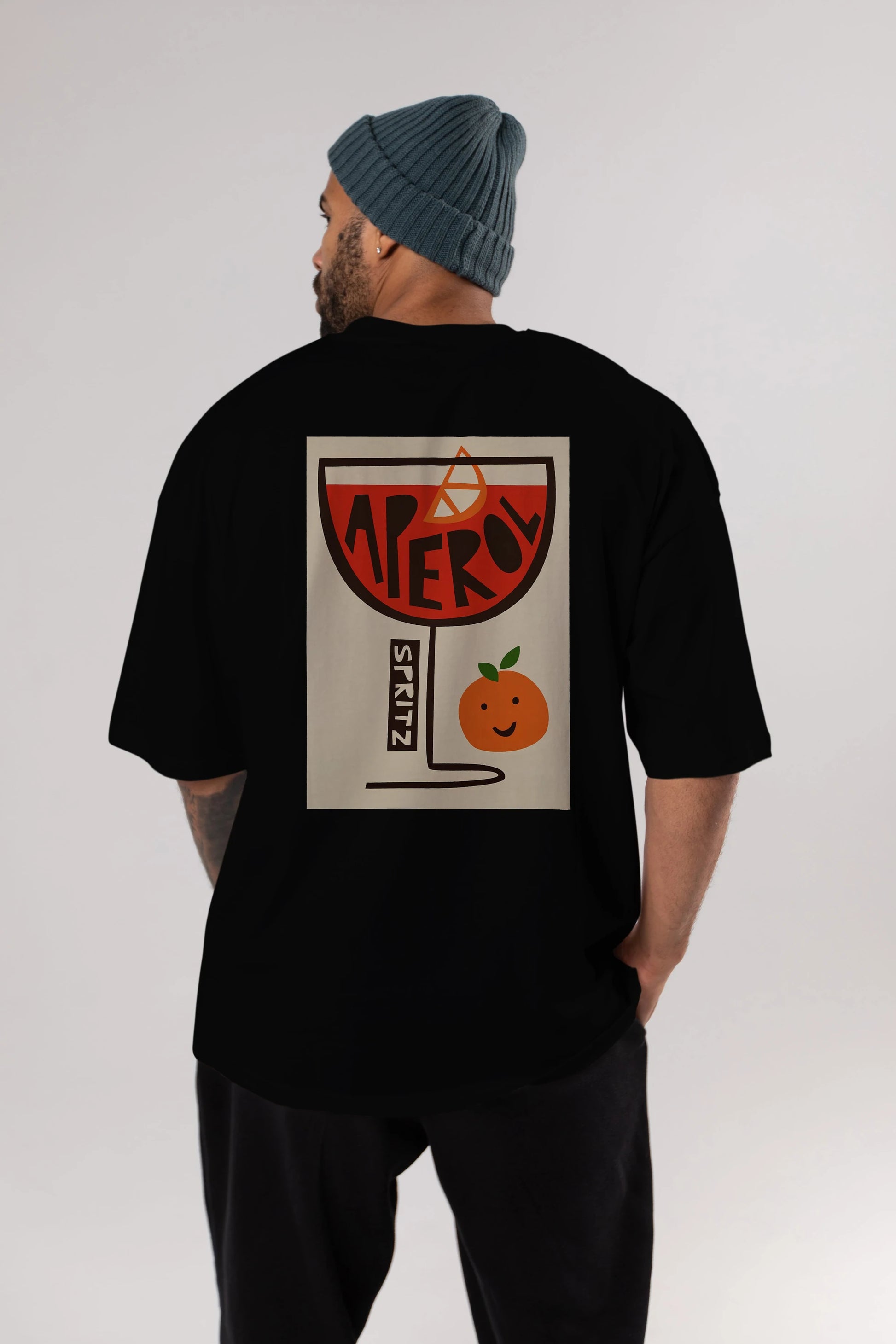 Aperol Spritz 9 Arka Baskılı Oversize t-shirt Erkek Kadın Unisex %100 Pamuk Bisiklet Yaka tişort