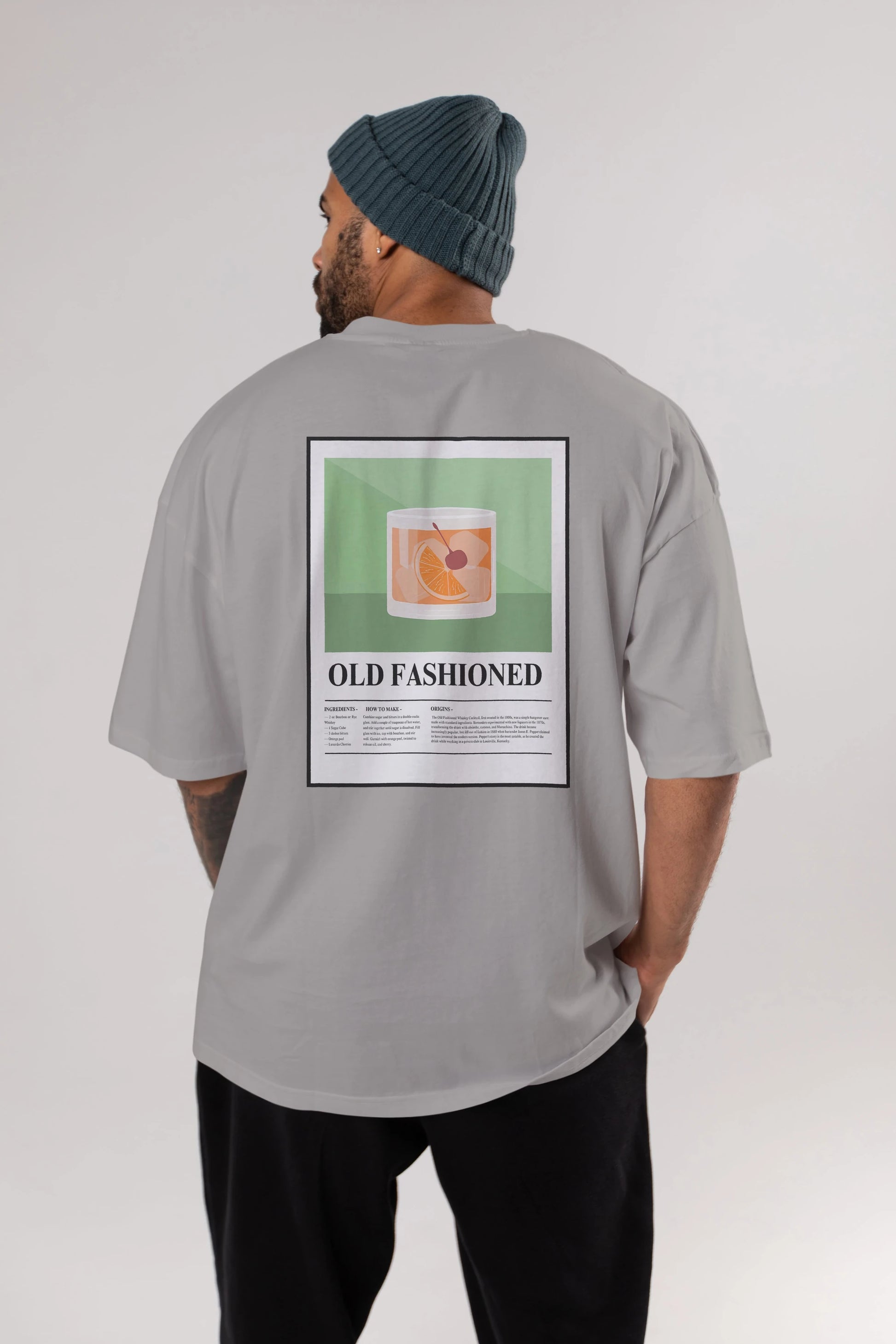 Old Fashioned Arka Baskılı Oversize t-shirt Erkek Kadın Unisex %100 Pamuk Bisiklet Yaka tişort
