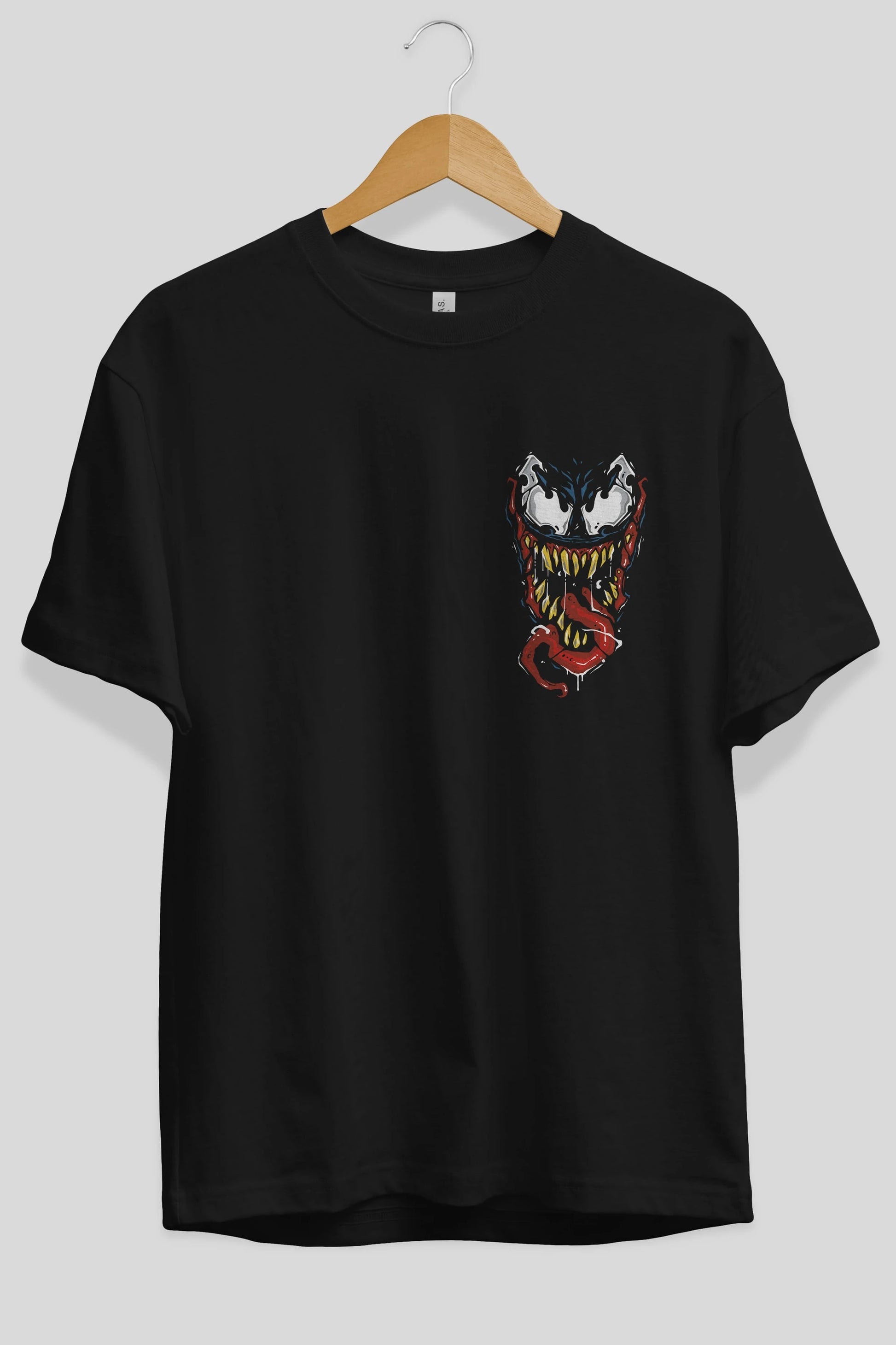 Venom (15) Ön Sol Baskılı Oversize t-shirt Erkek Kadın Unisex %100 Pamuk Bisiklet Yaka tişort