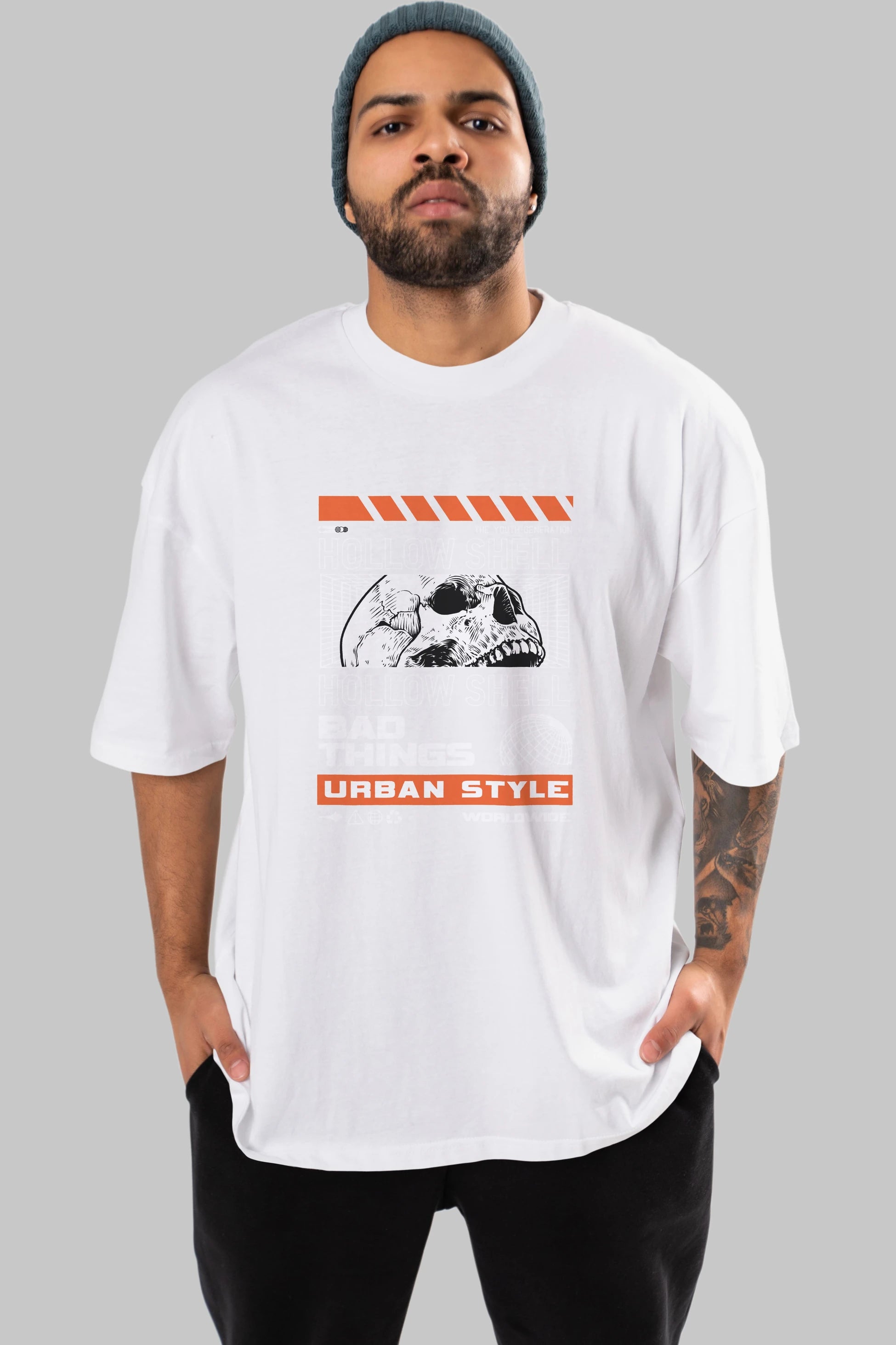 Hollow Shell Ön Baskılı Oversize t-shirt Erkek Kadın Unisex