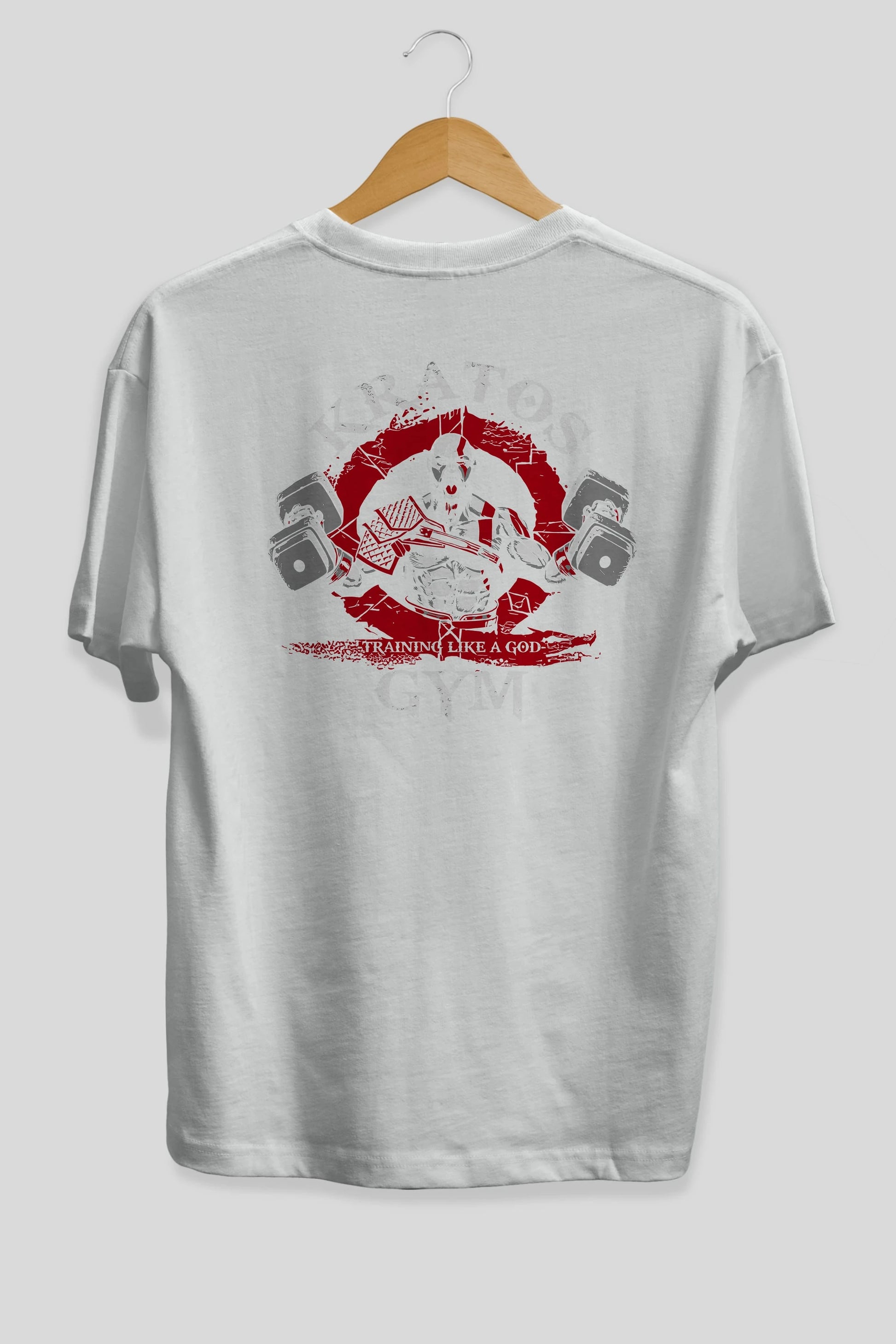 Kratos GYM Arka Baskılı Oversize t-shirt Erkek Kadın Unisex %100 Pamuk Bisiklet Yaka tişort
