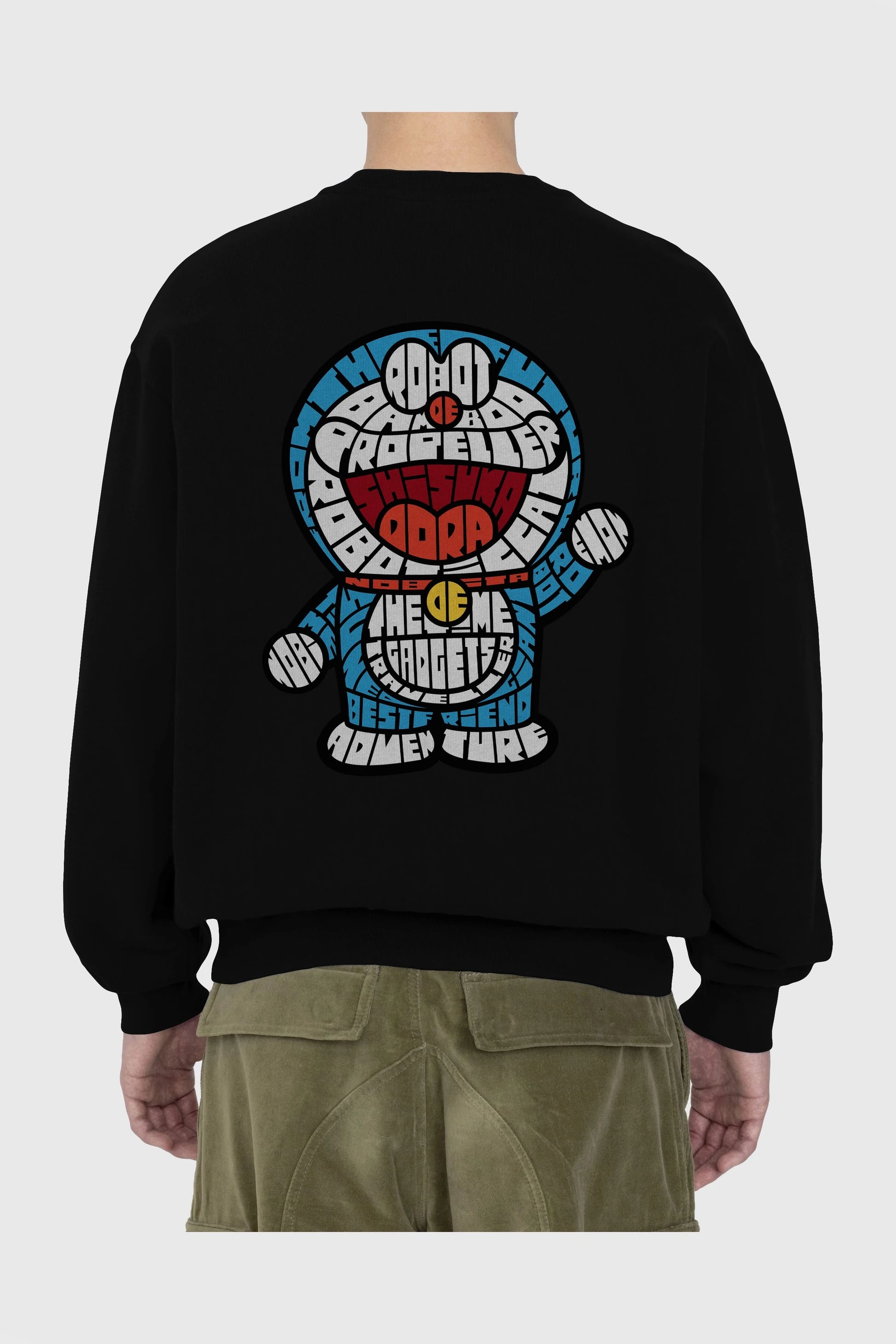 Robotic cat Arka Baskılı Oversize Sweatshirt Erkek Kadın Unisex