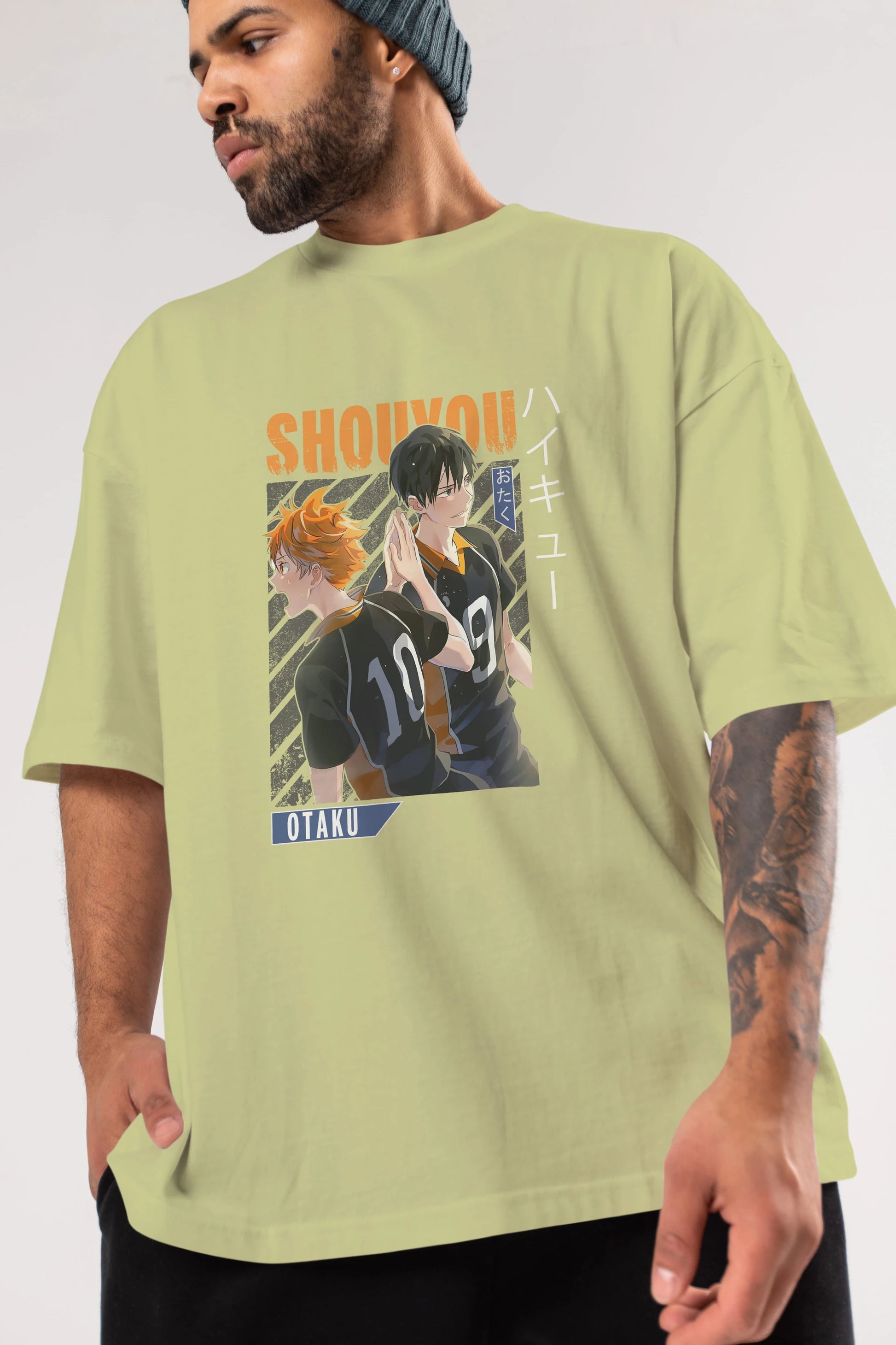Shouyou Hinata 12 Anime Ön Baskılı Oversize t-shirt %100 pamuk Erkek Kadın Unisex