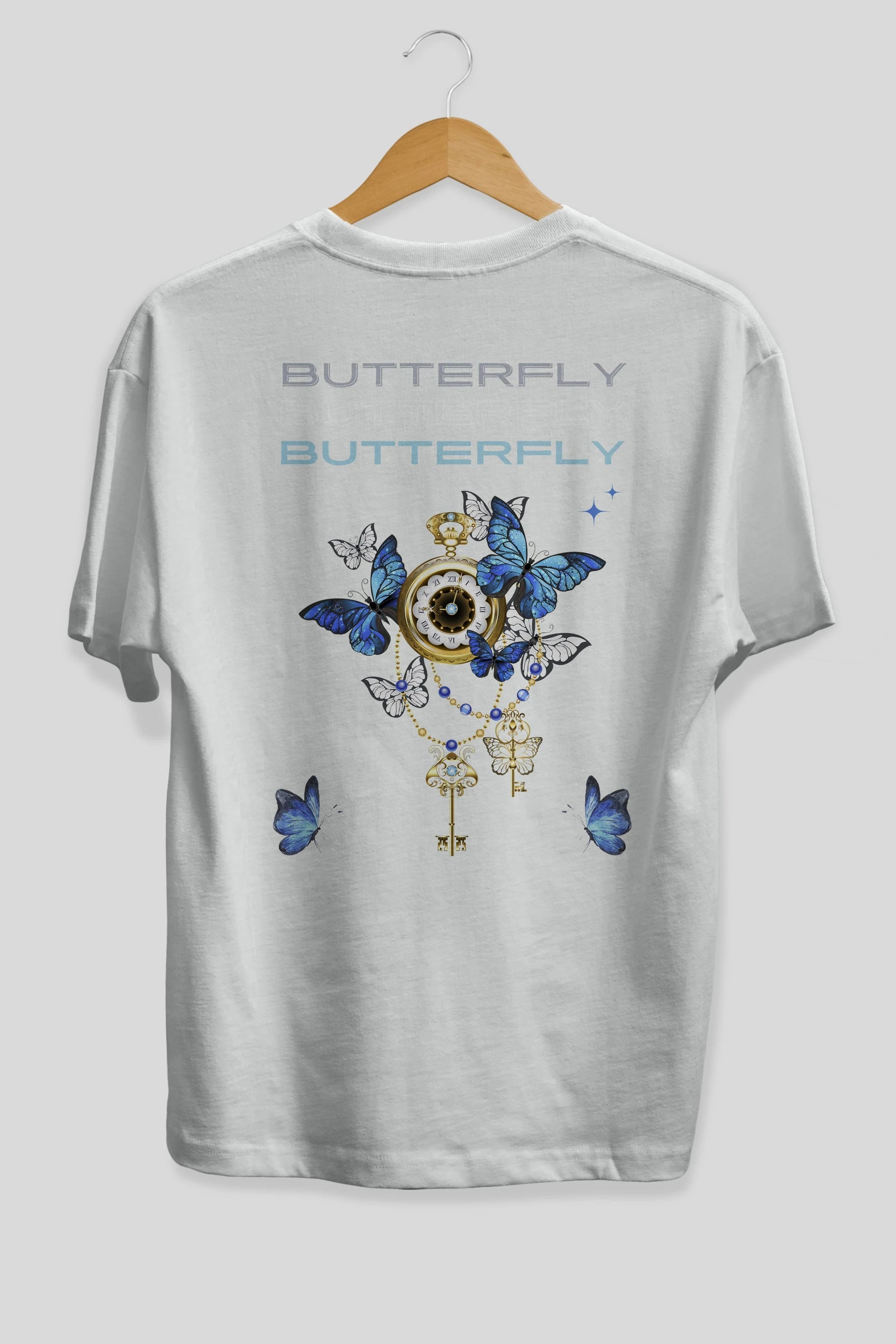 Butterfly Yazılı Arka Baskılı Oversize t-shirt Erkek Kadın Unisex