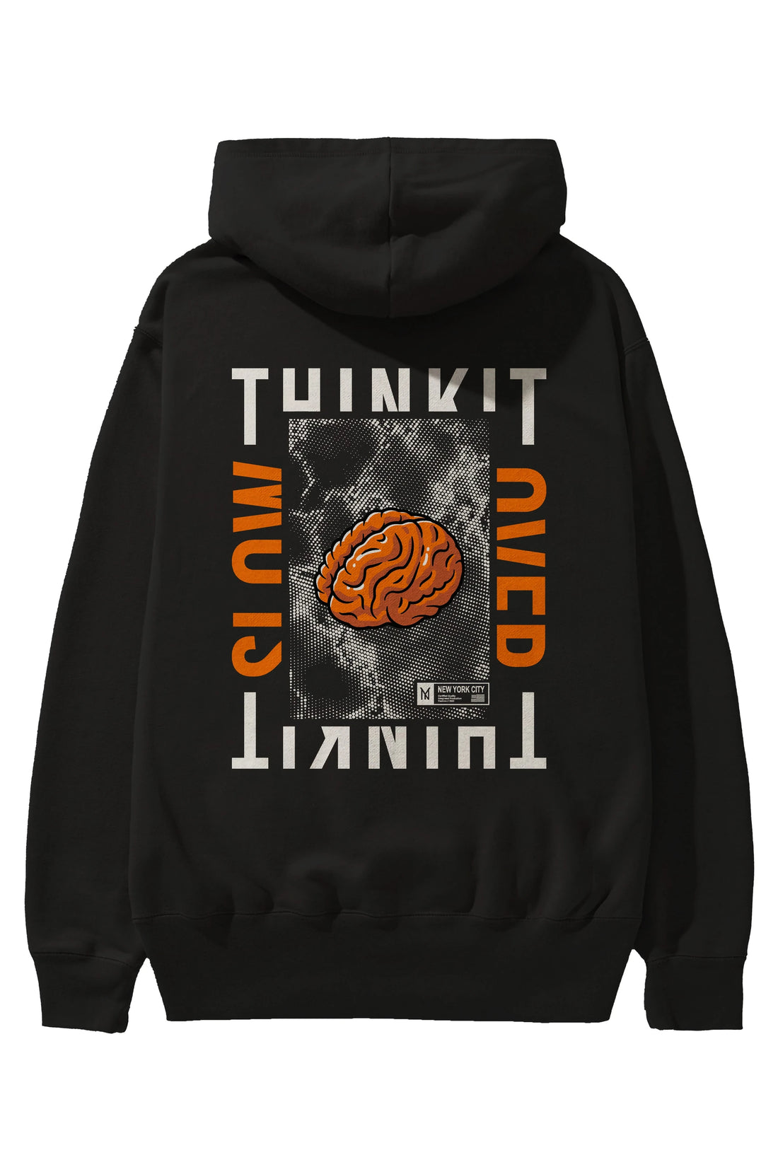 Think it Arka Baskılı Hoodie Oversize Kapüşonlu Sweatshirt Erkek Kadın Unisex