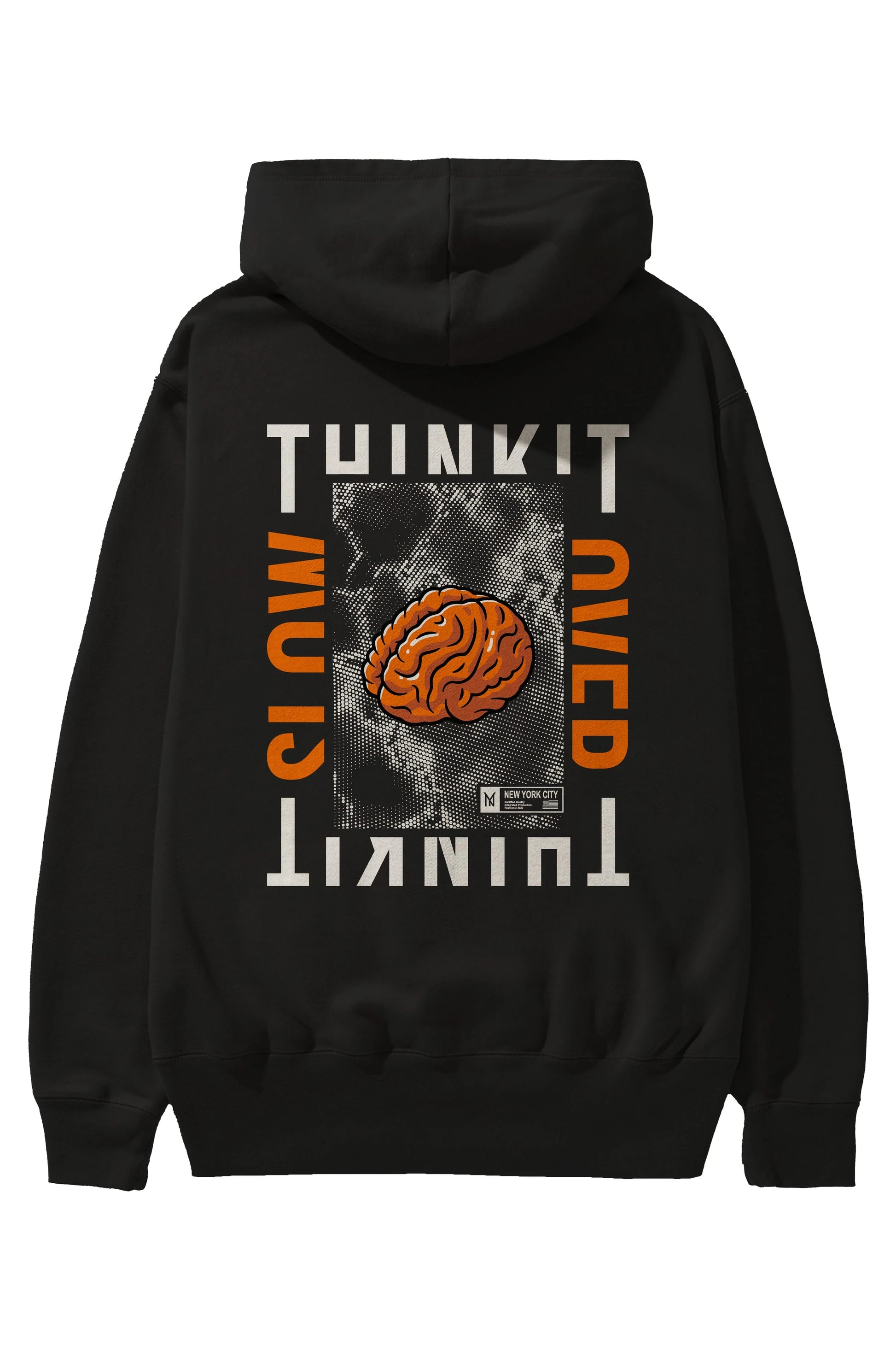 Think it Arka Baskılı Hoodie Oversize Kapüşonlu Sweatshirt Erkek Kadın Unisex