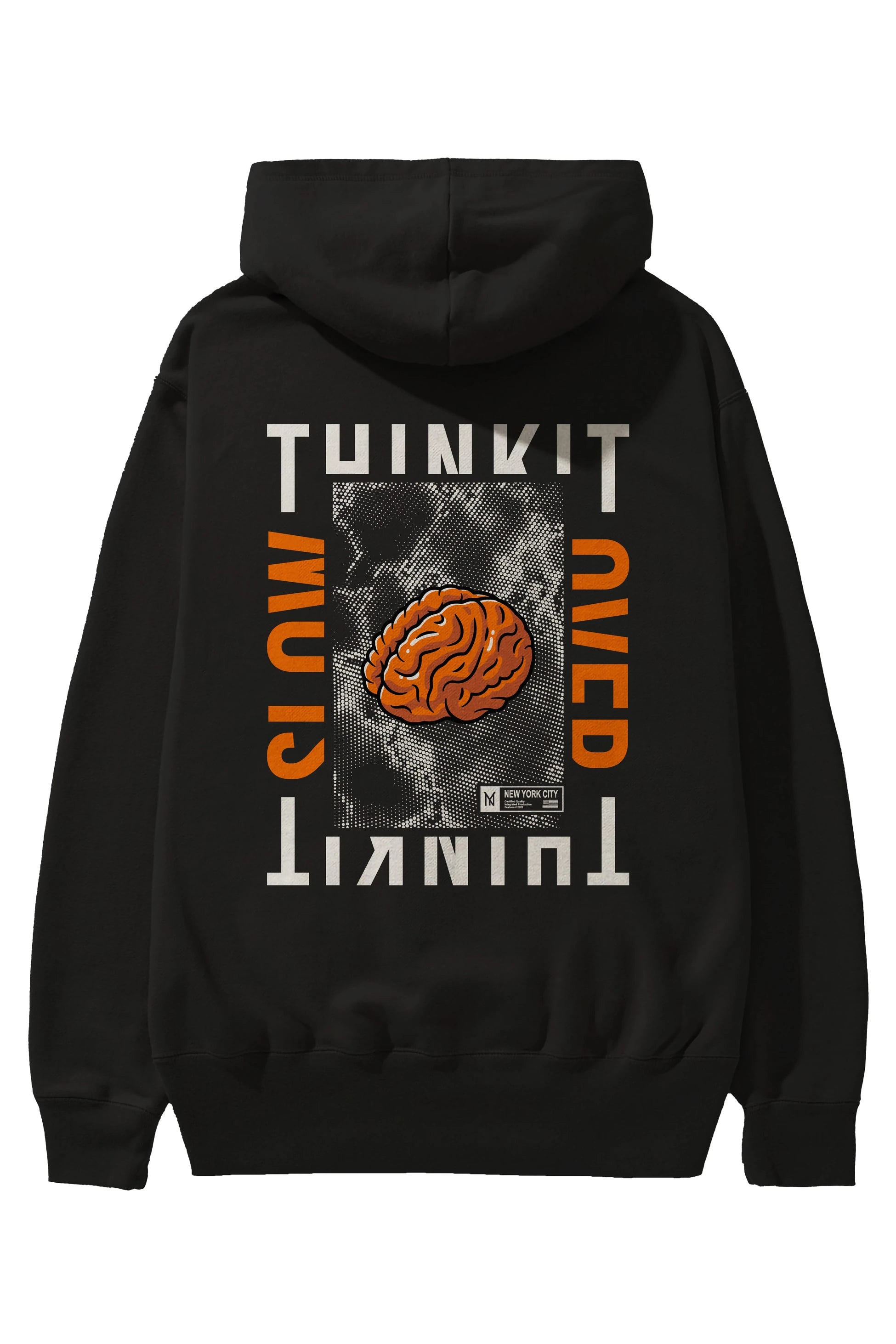 Think it Arka Baskılı Hoodie Oversize Kapüşonlu Sweatshirt Erkek Kadın Unisex