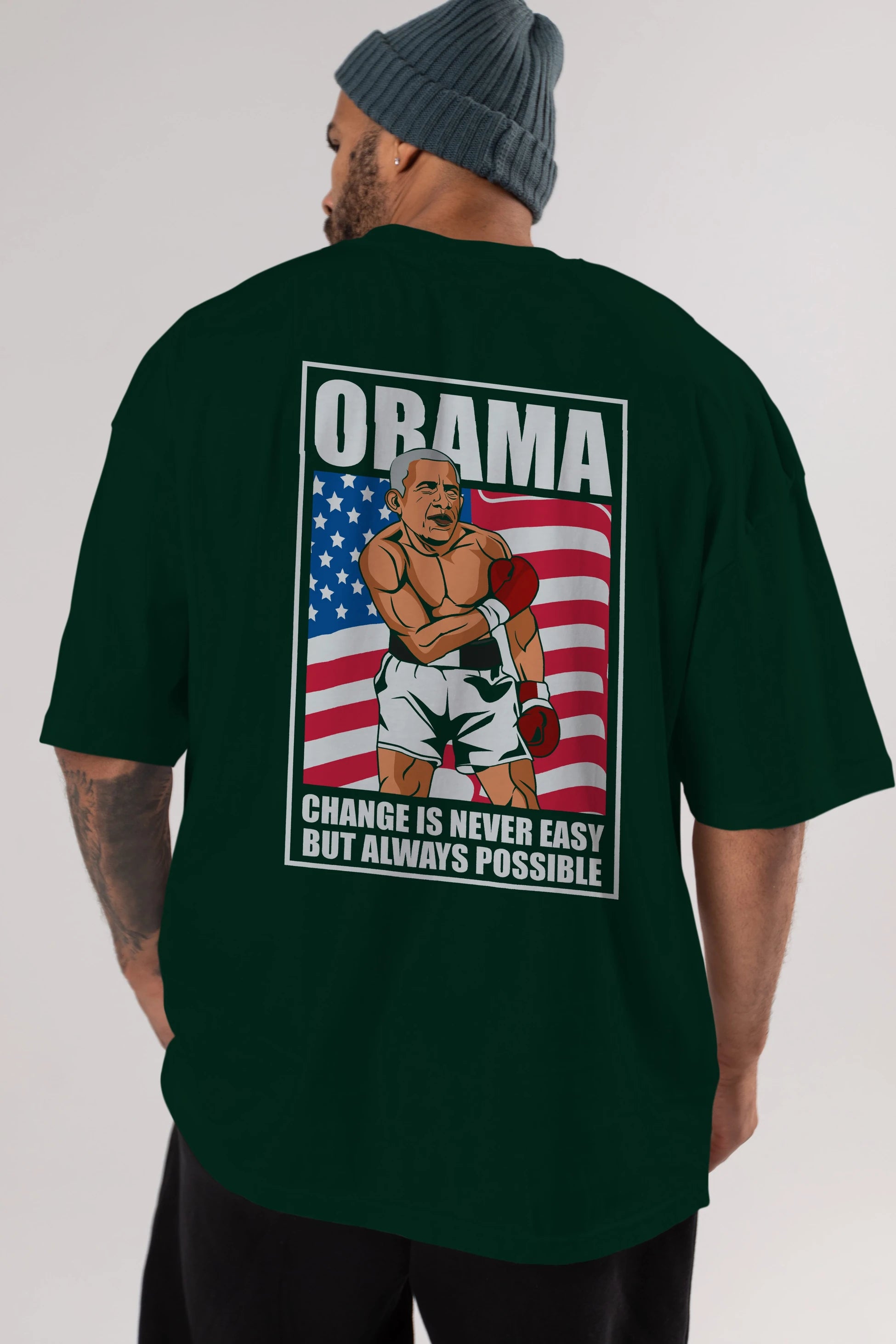 Obama Arka Baskılı Oversize t-shirt Erkek Kadın Unisex %100 Pamuk tişort