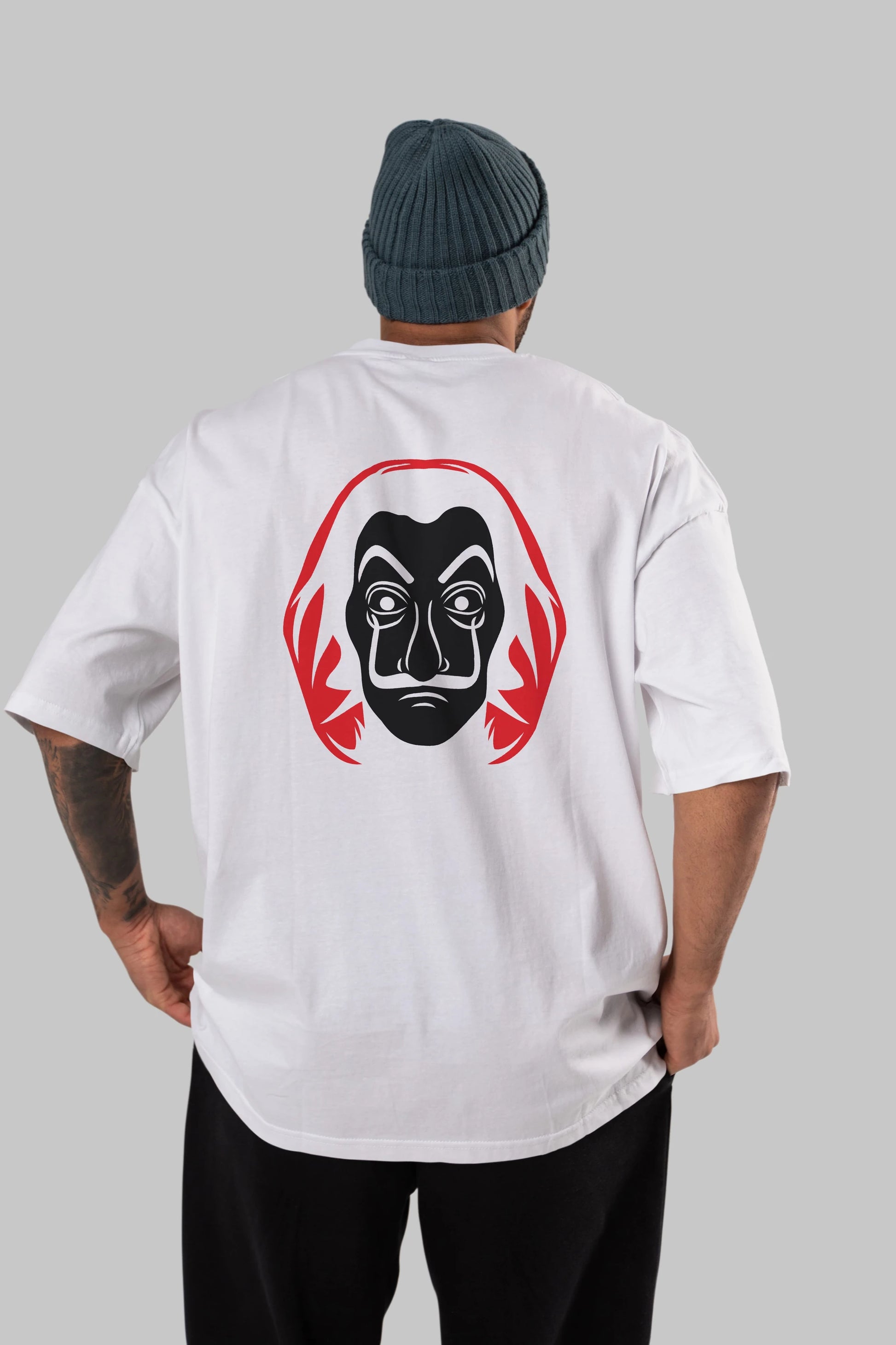 La Casa De Papel (8) Arka Baskılı Oversize t-shirt Erkek Kadın Unisex %100 Pamuk Bisiklet Yaka tişort