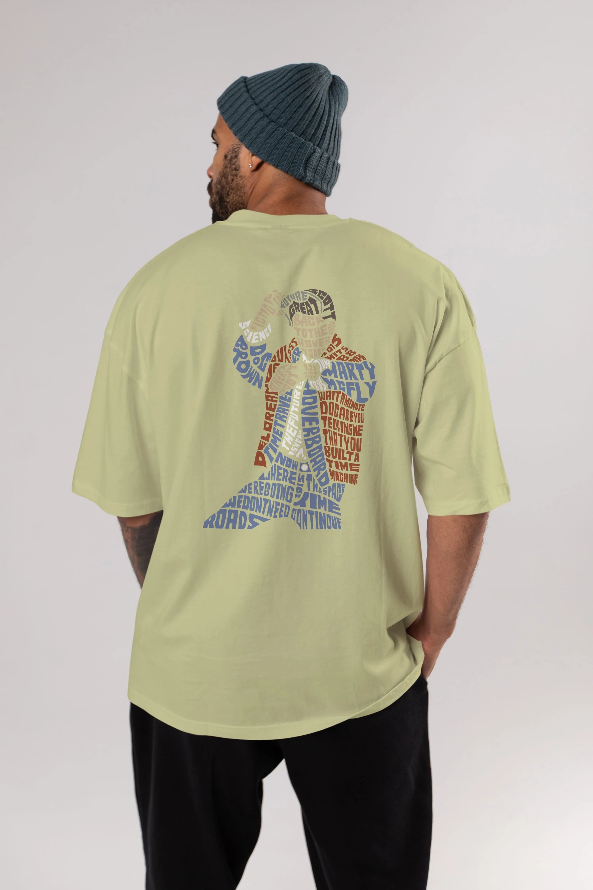 Back To The Hoverboard Arka Baskılı Oversize t-shirt %100 pamuk Erkek Kadın Unisex