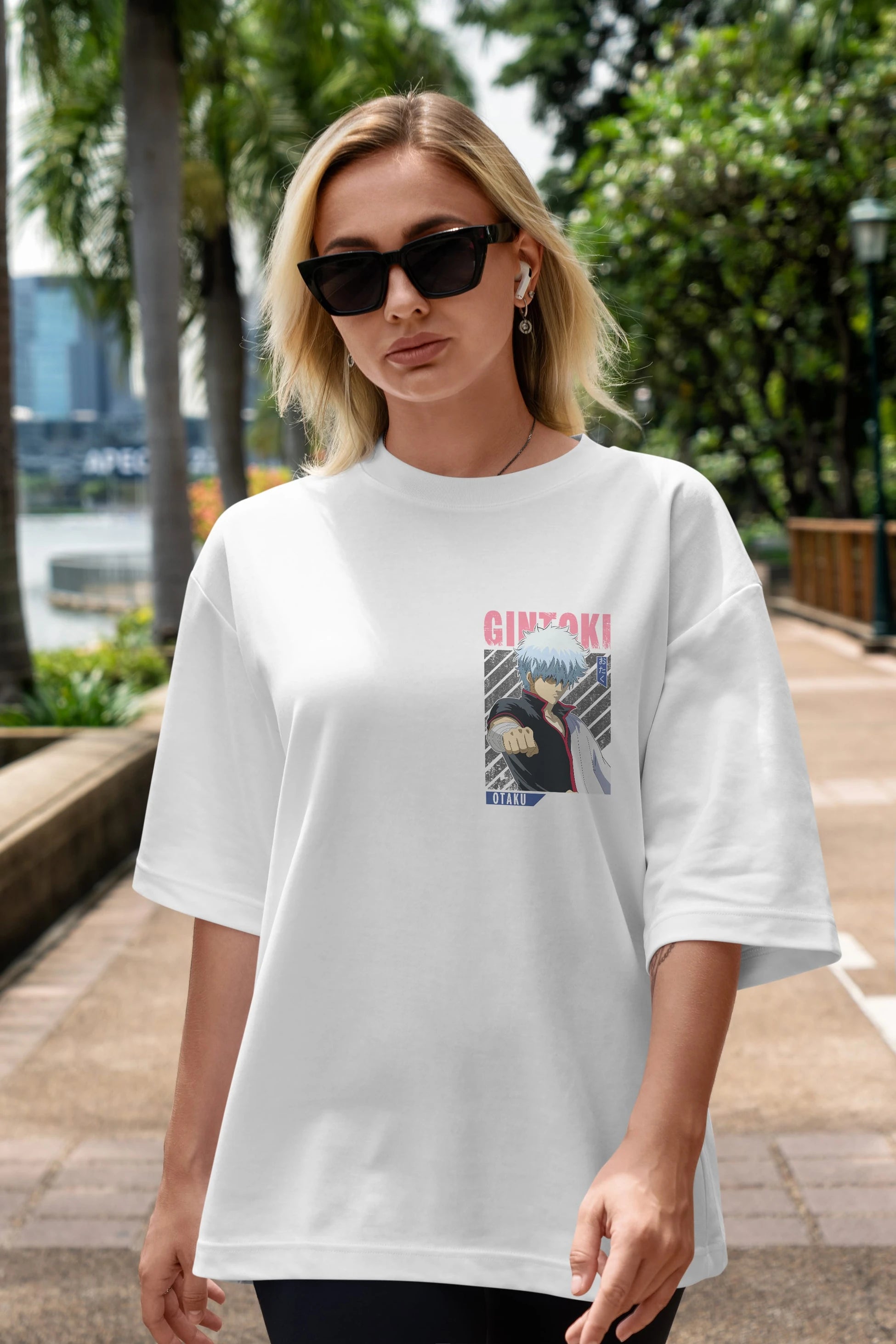 Gintoki Sakata GINTAMA 2 Ön Sol Baskılı Oversize t-shirt Erkek Kadın Unisex %100 Pamuk Bisiklet Yaka tişort