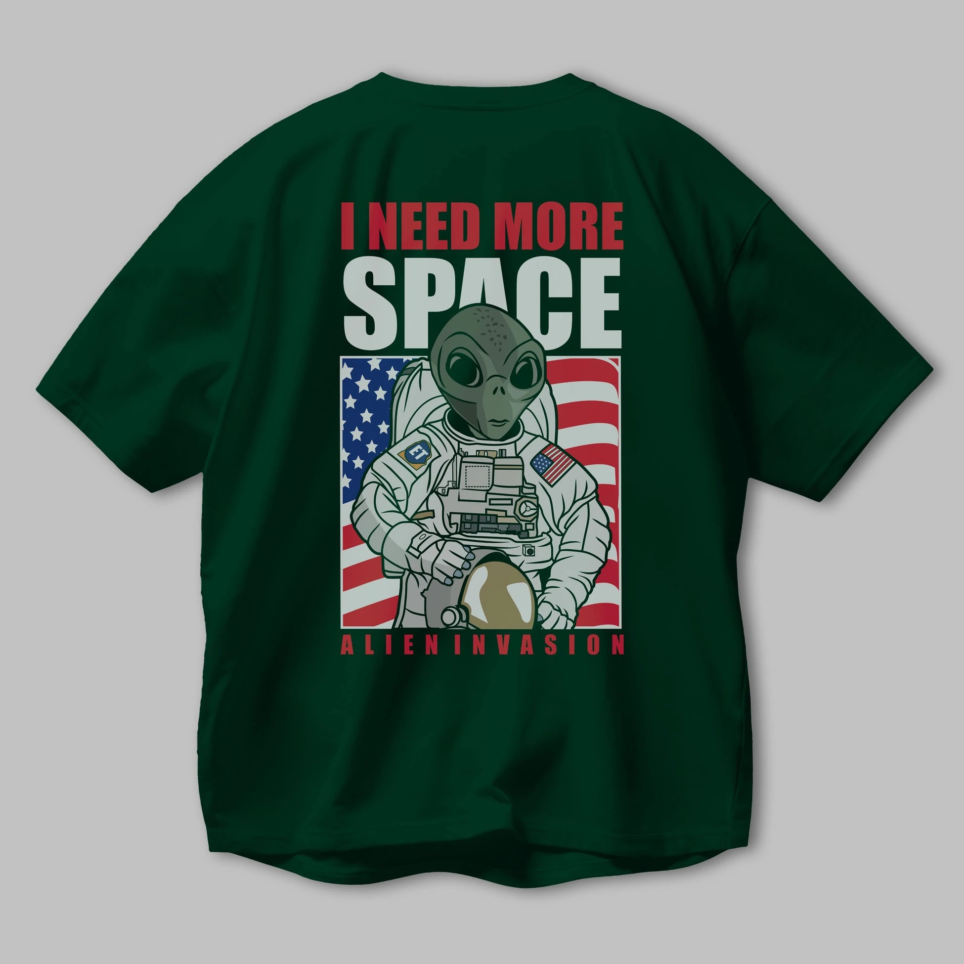 Alien Astronaut Arka Baskılı Oversize t-shirt Erkek Kadın Unisex %100 Pamuk tişort