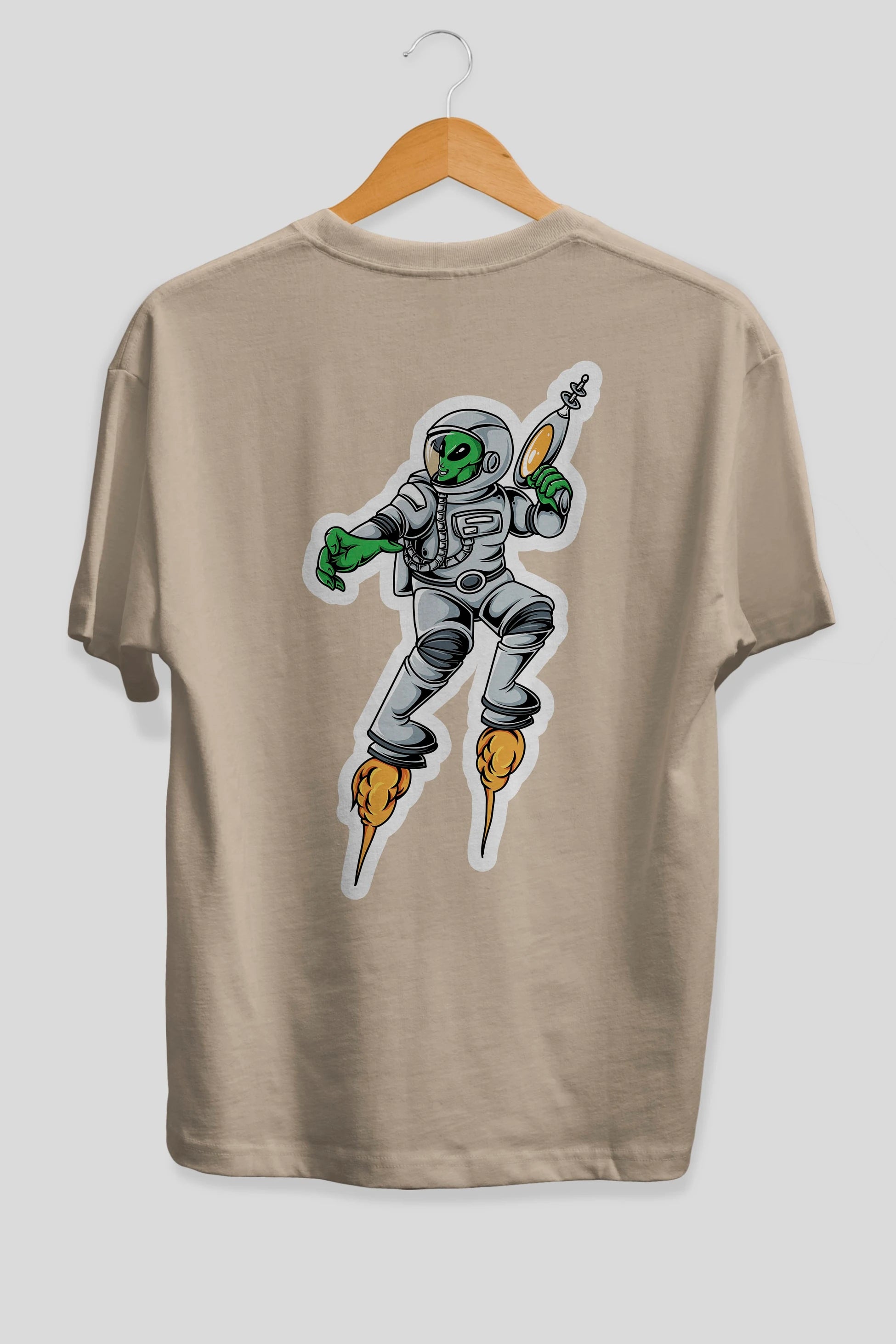 Alien Wars Sticker Arka Baskılı Oversize t-shirt Erkek Kadın Unisex