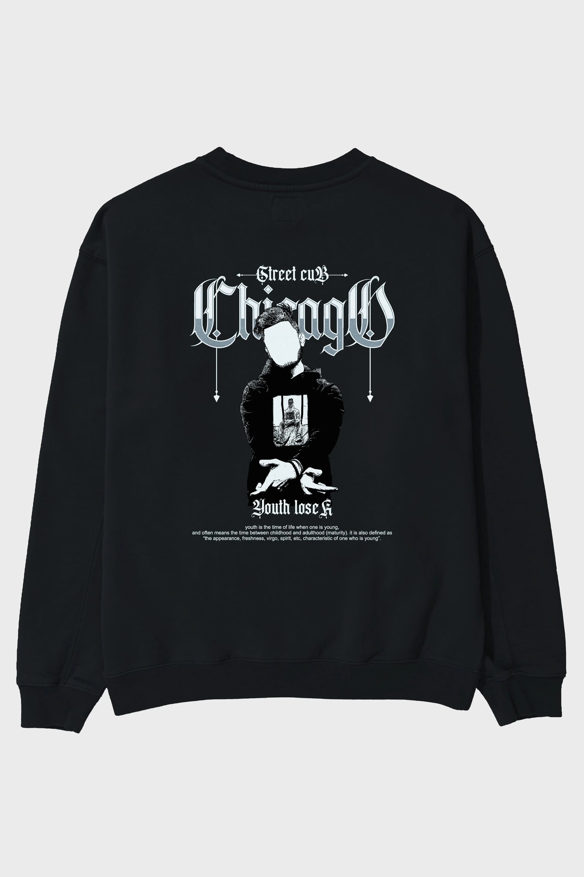 Chicago Street Club Arka Baskılı Oversize Sweatshirt Erkek Kadın Unisex