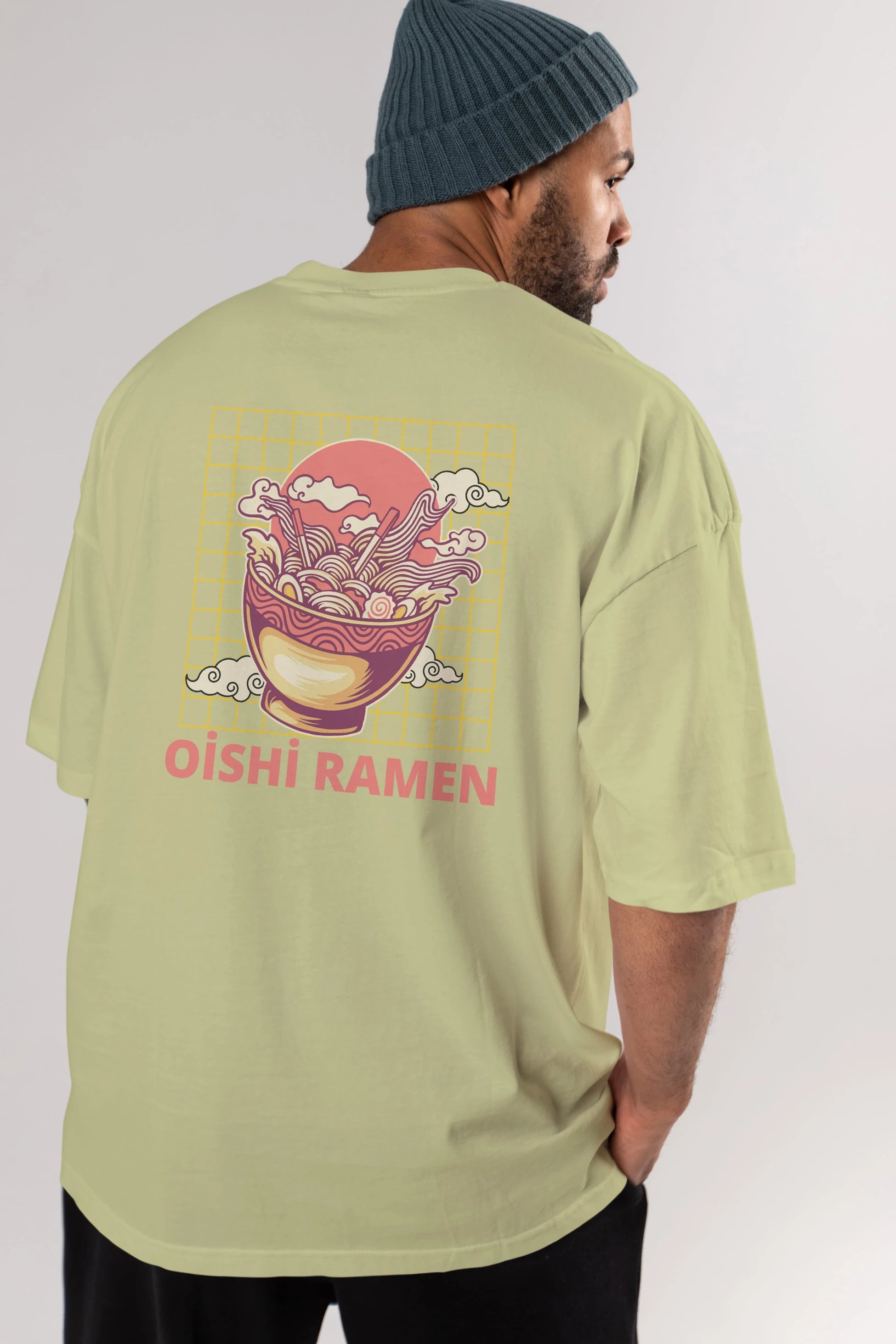 Oishi Ramen Yazılı Arka Baskılı Oversize t-shirt Erkek Kadın Unisex