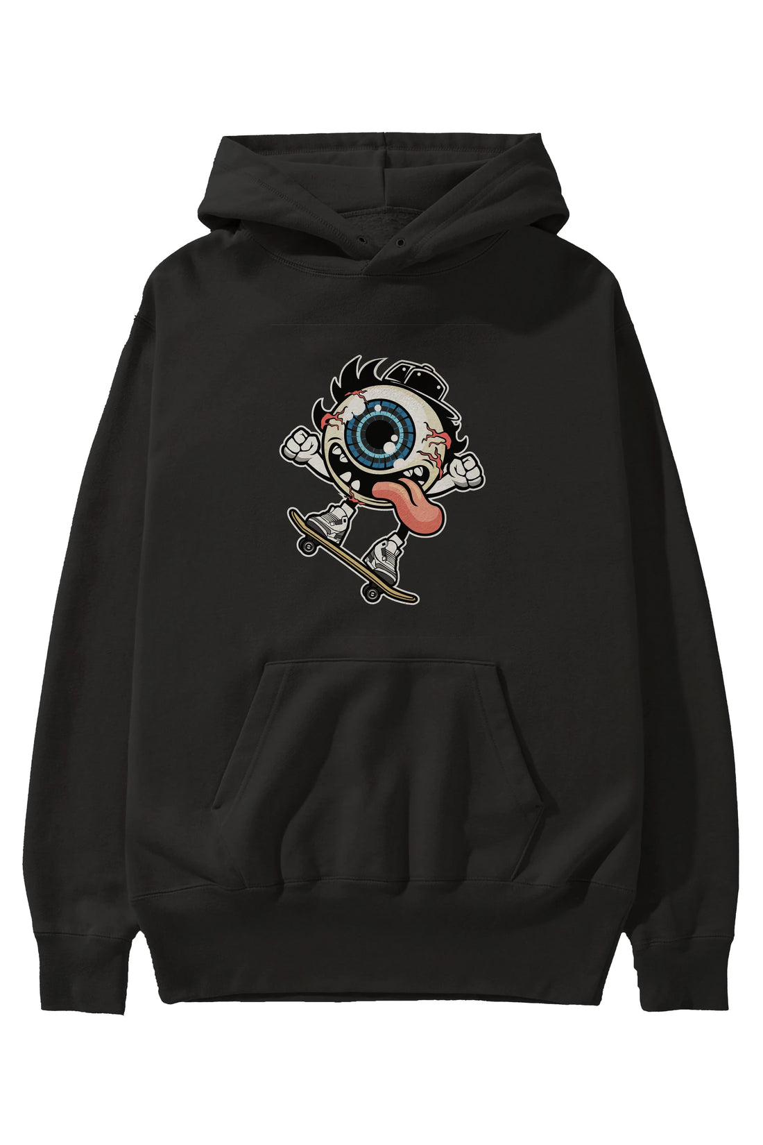 Eye Ball Skater Ön Baskılı Hoodie Oversize Kapüşonlu Sweatshirt Erkek Kadın Unisex