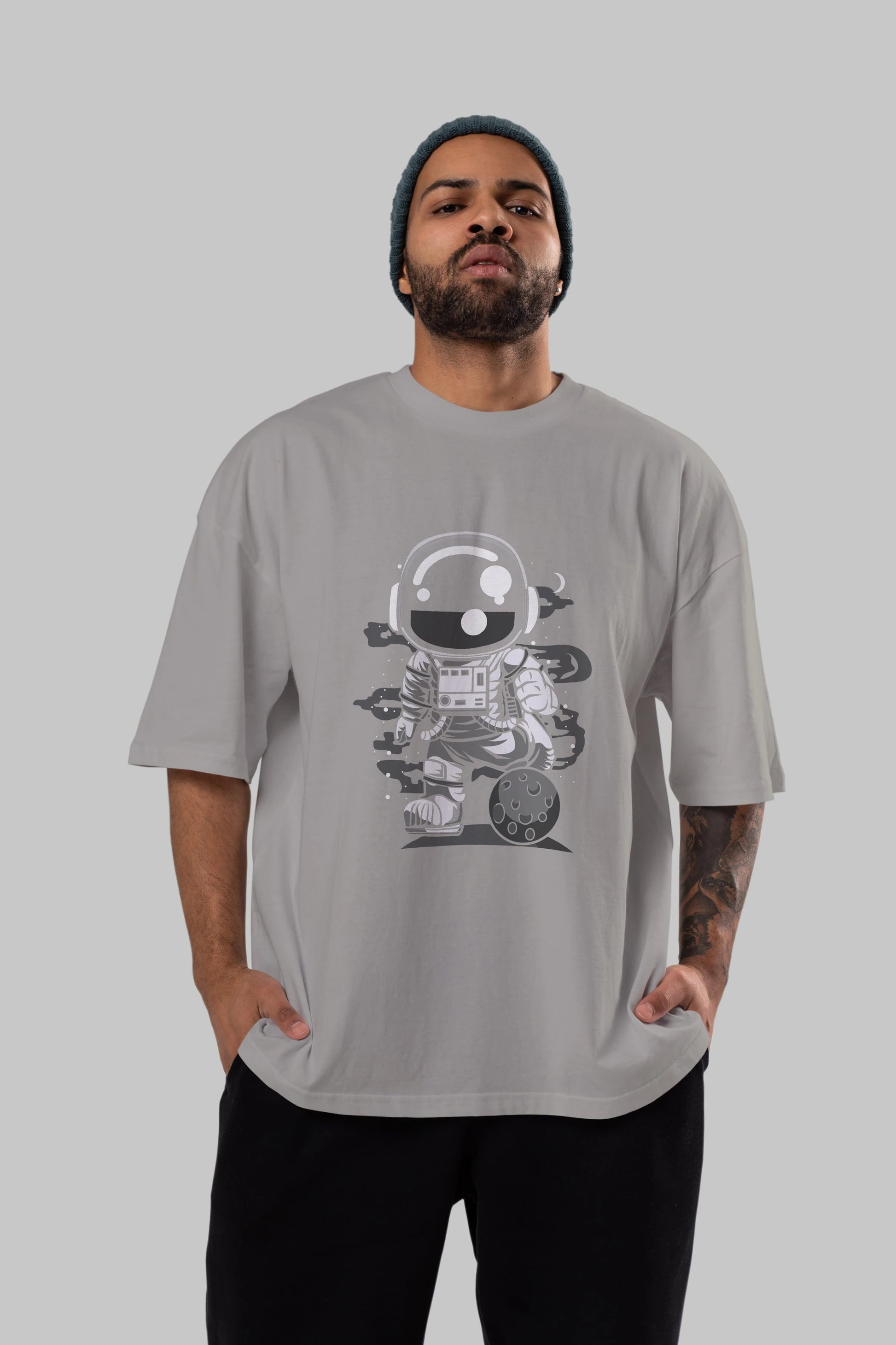 Astronaut Soccer Ön Baskılı Oversize t-shirt Erkek Kadın Unisex