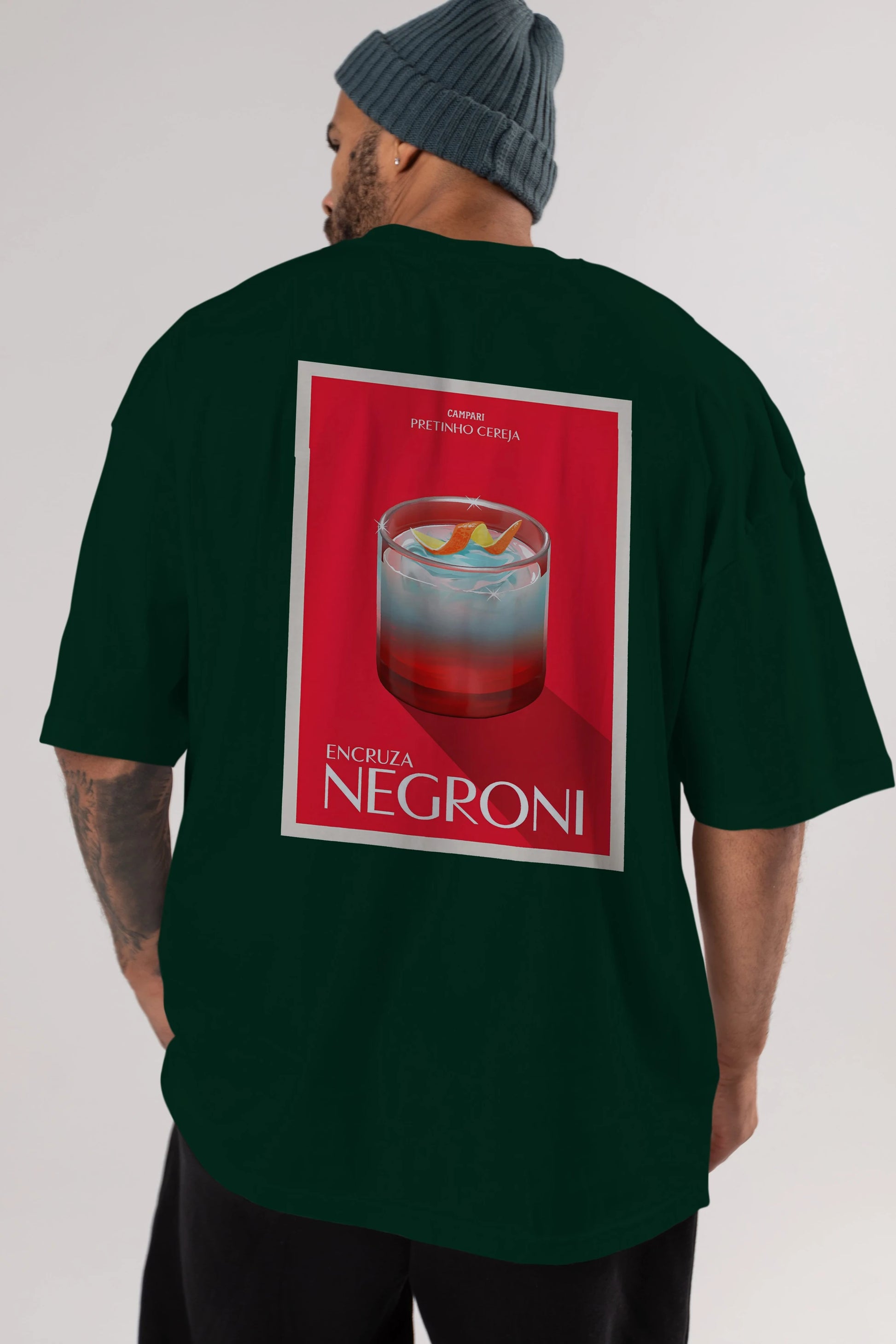 Encruza Negroni Arka Baskılı Oversize t-shirt Erkek Kadın Unisex %100 Pamuk Bisiklet Yaka tişort