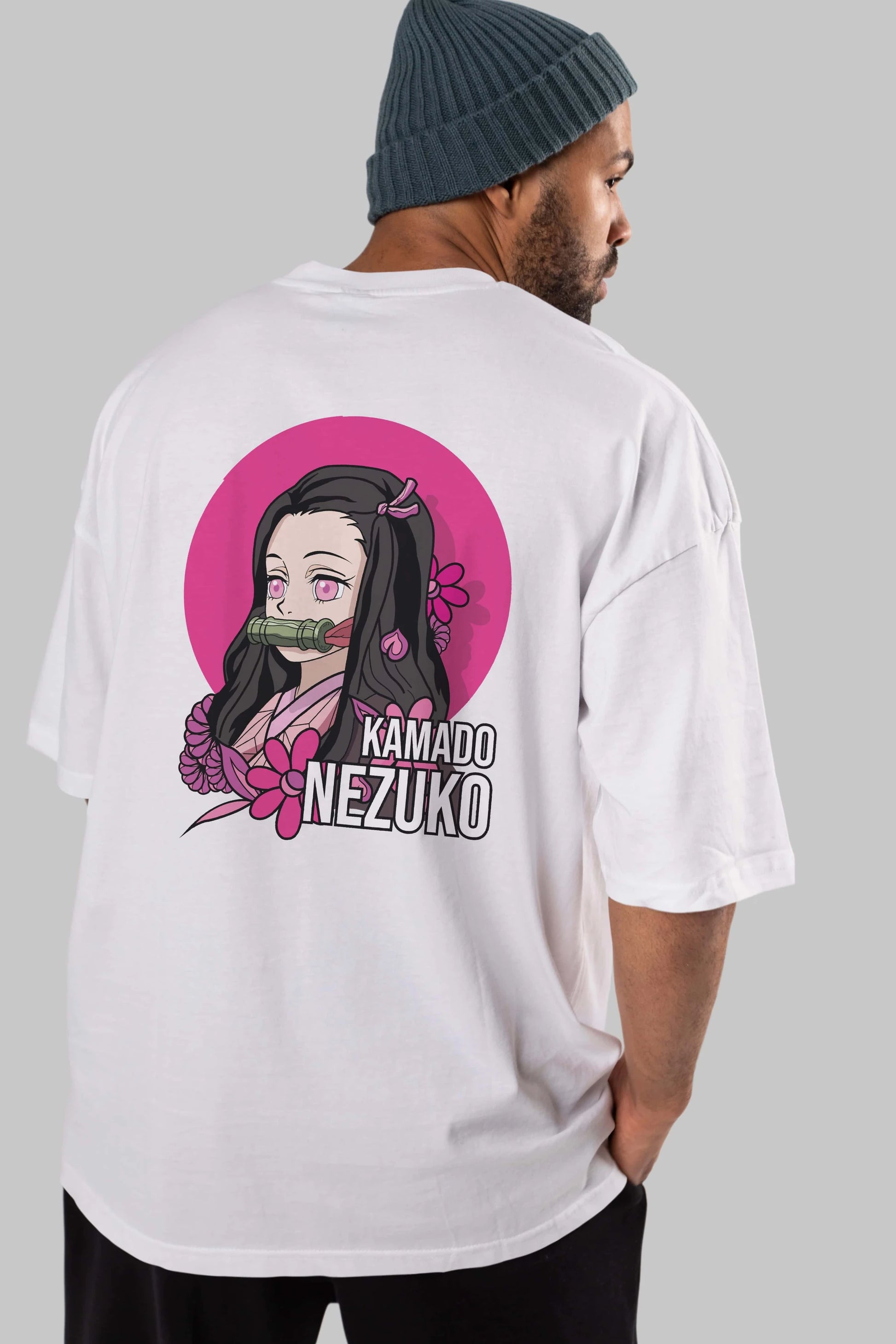 Nezuko Kamado 2 Anime Arka Baskılı Oversize t-shirt Erkek Kadın Unisex
