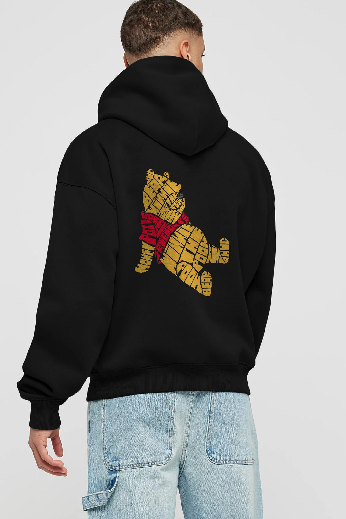 Winnie The Pooh Arka Baskılı Hoodie Oversize Kapüşonlu Sweatshirt Erkek Kadın Unisex