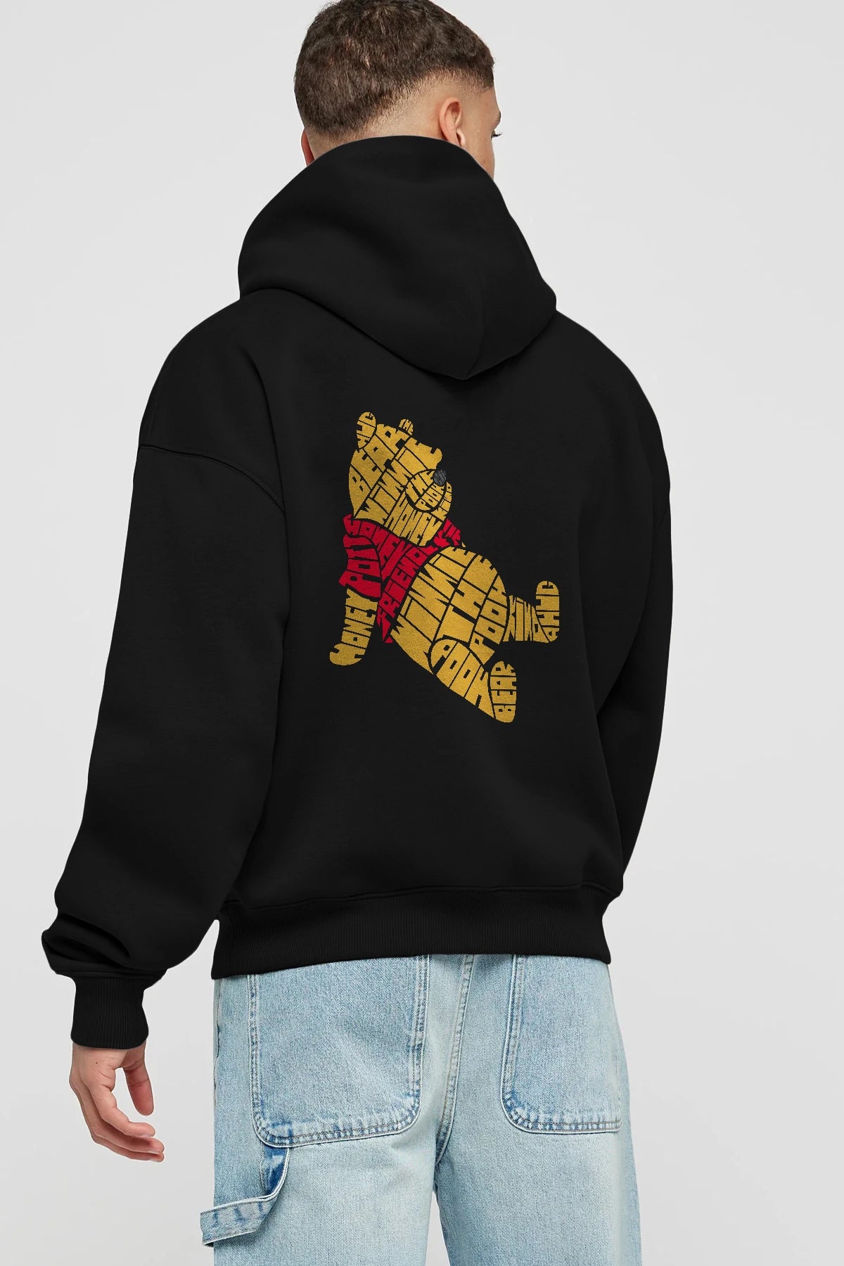Winnie The Pooh Arka Baskılı Hoodie Oversize Kapüşonlu Sweatshirt Erkek Kadın Unisex