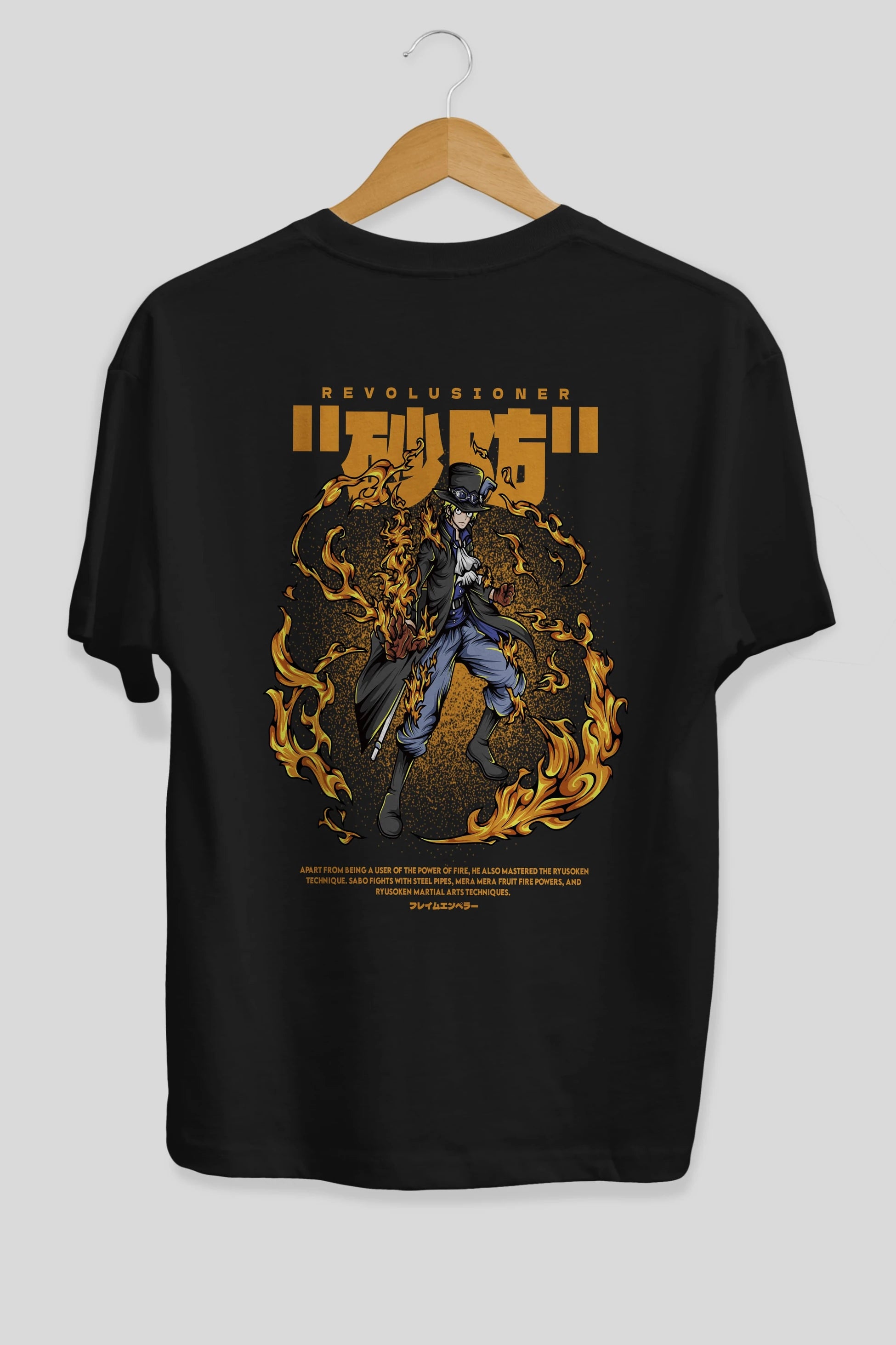 Revolusioner Sabo Anime Arka Baskılı Oversize t-shirt Erkek Kadın Unisex
