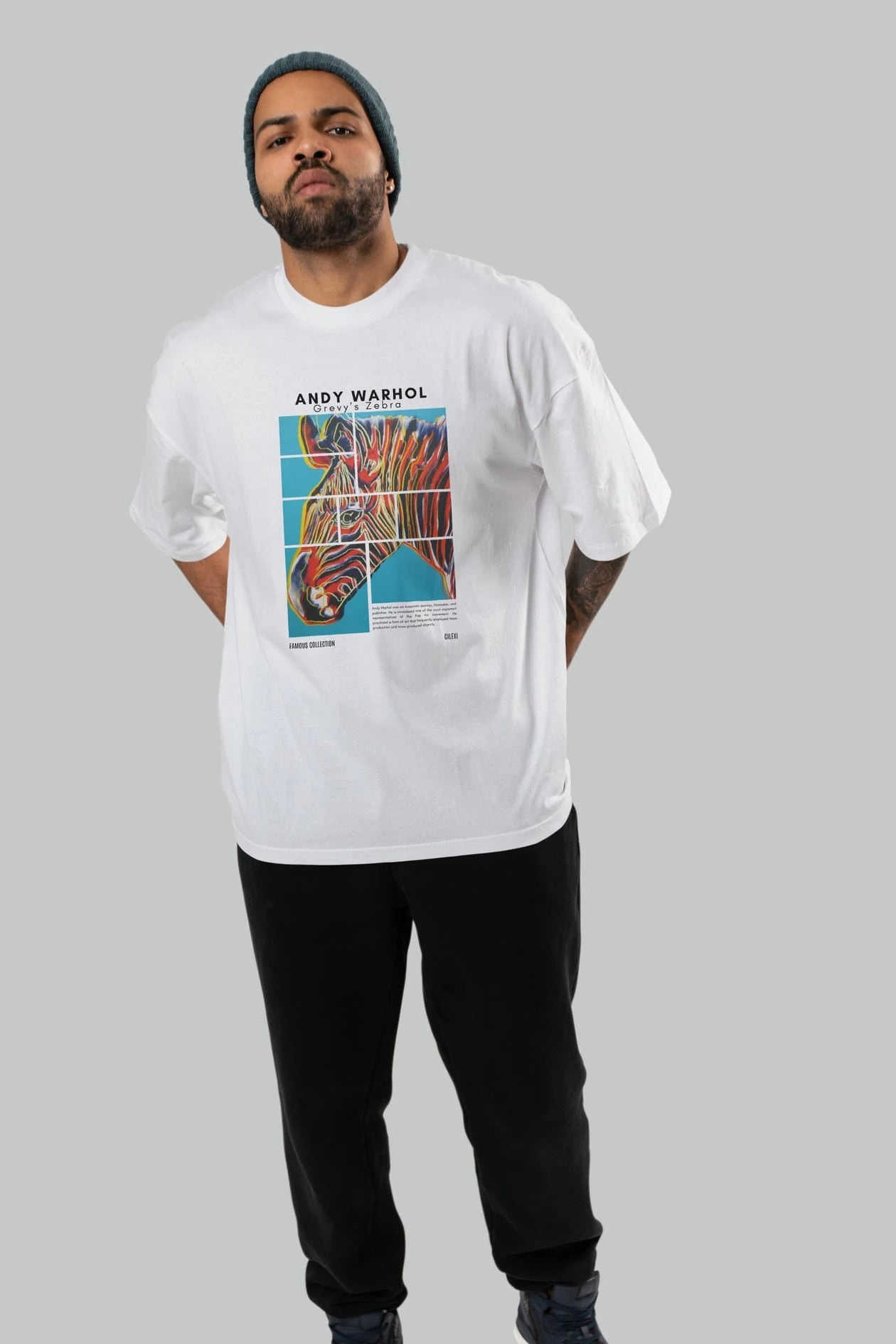 Andy Warhol ön Baskılı Oversize t-shirt Erkek Kadın Bisiklet Yaka Pamuk tişort