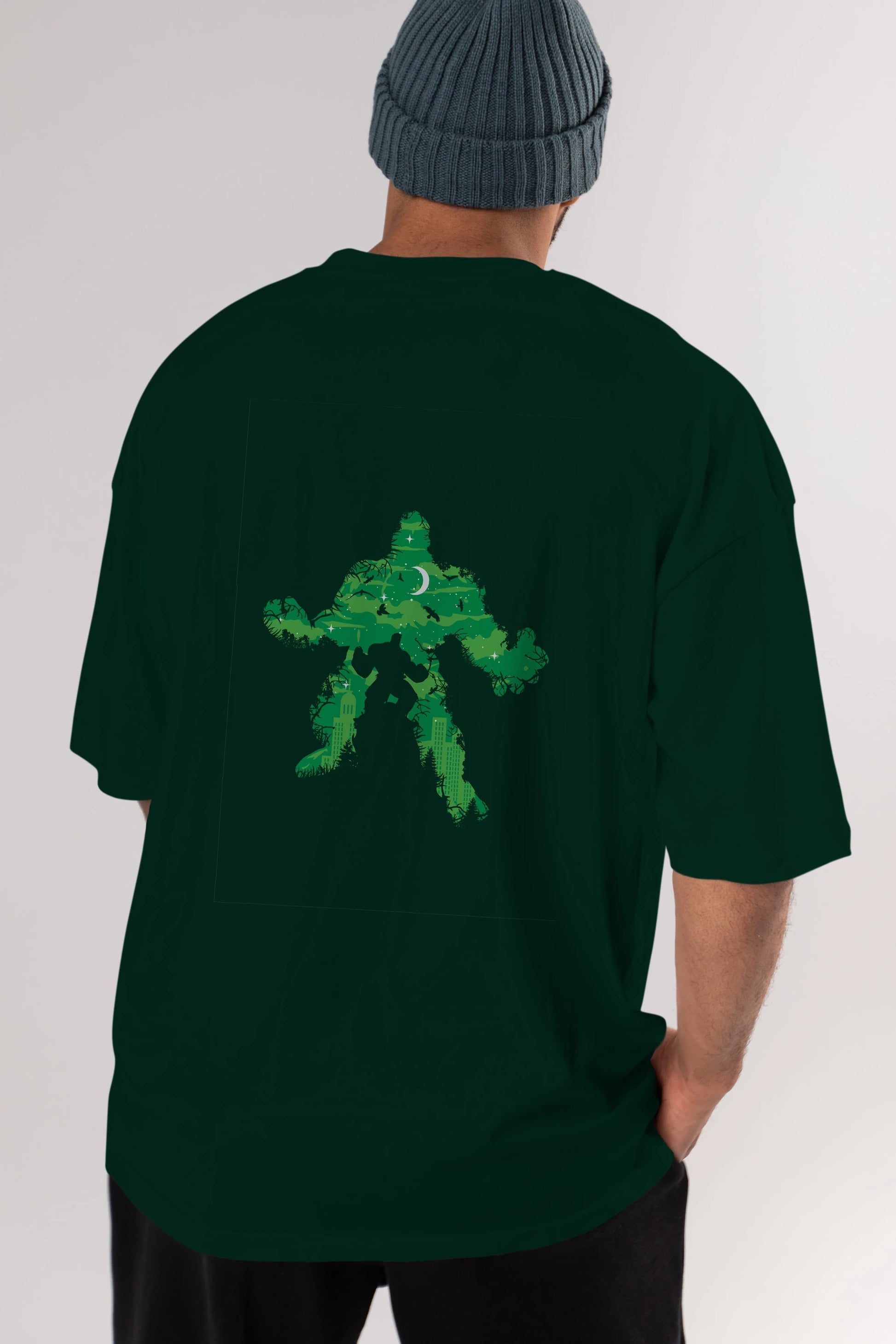 Green Monster Arka Baskılı Oversize t-shirt %100 pamuk Erkek Kadın Unisex