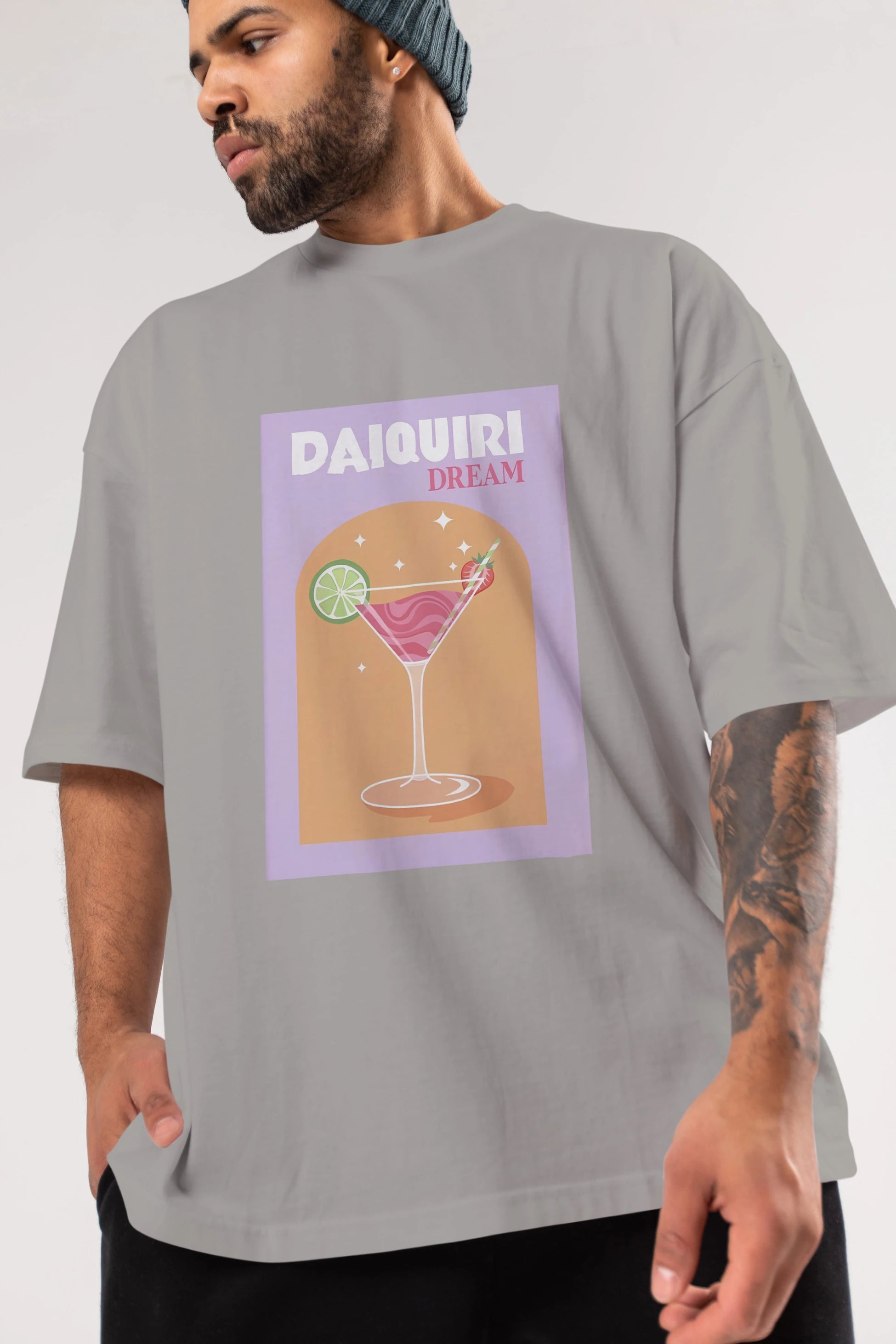 Daiquiri Dream Ön Baskılı Oversize t-shirt Erkek Kadın Unisex %100 Pamuk Bisiklet Yaka tişort