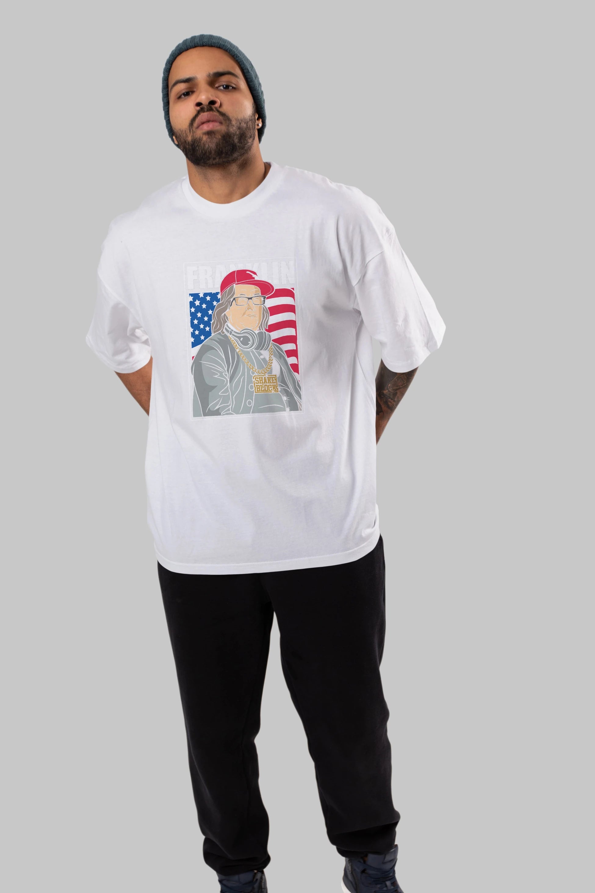 Franklin Rapper Ön Baskılı Oversize t-shirt Erkek Kadın Unisex %100 Pamuk tişort