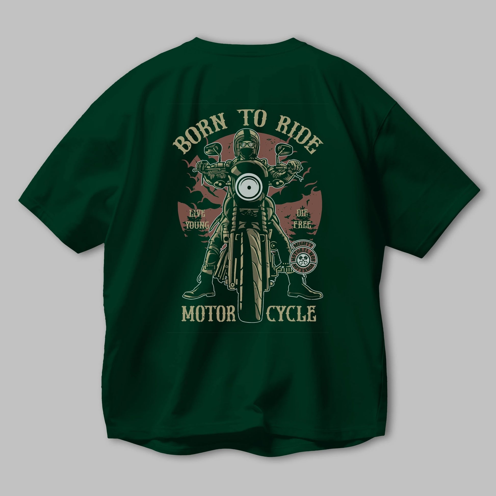 Born To Ride Arka Baskılı Oversize t-shirt Erkek Kadın Unisex %100 Pamuk