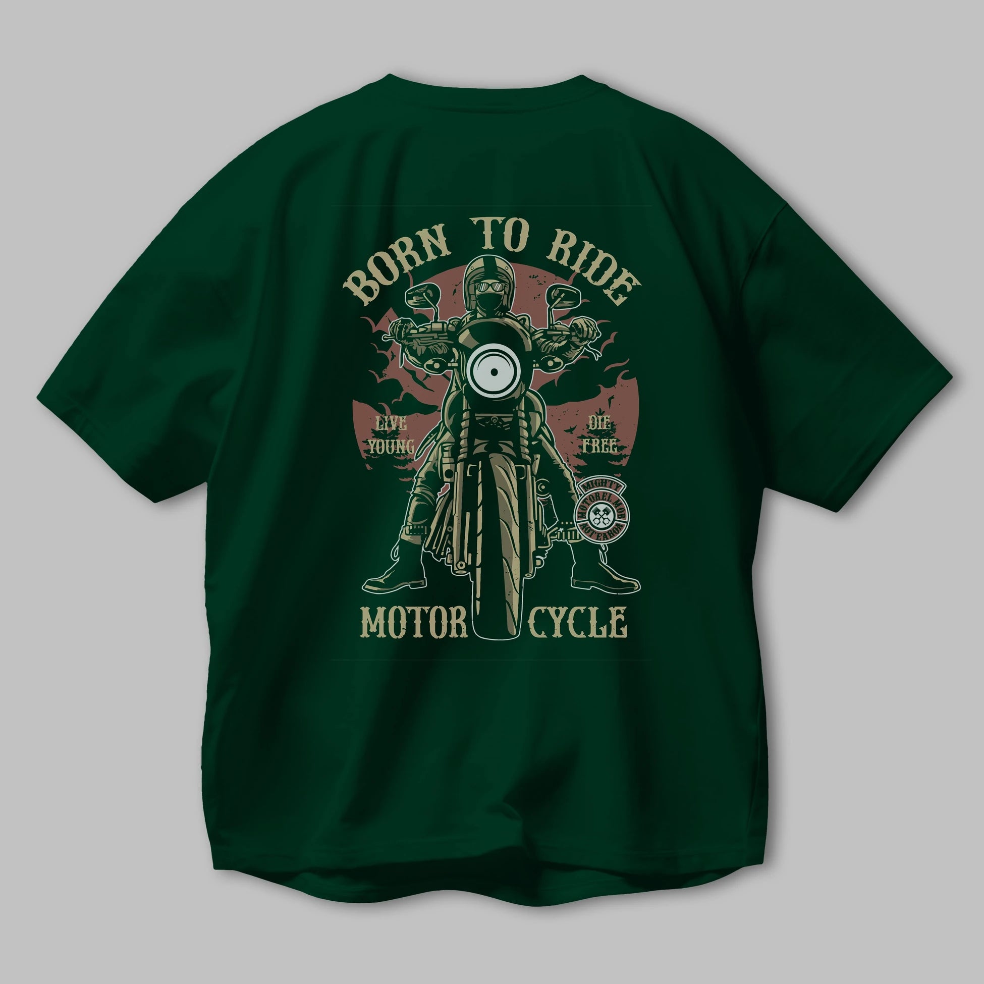 Born To Ride Arka Baskılı Oversize t-shirt Erkek Kadın Unisex %100 Pamuk