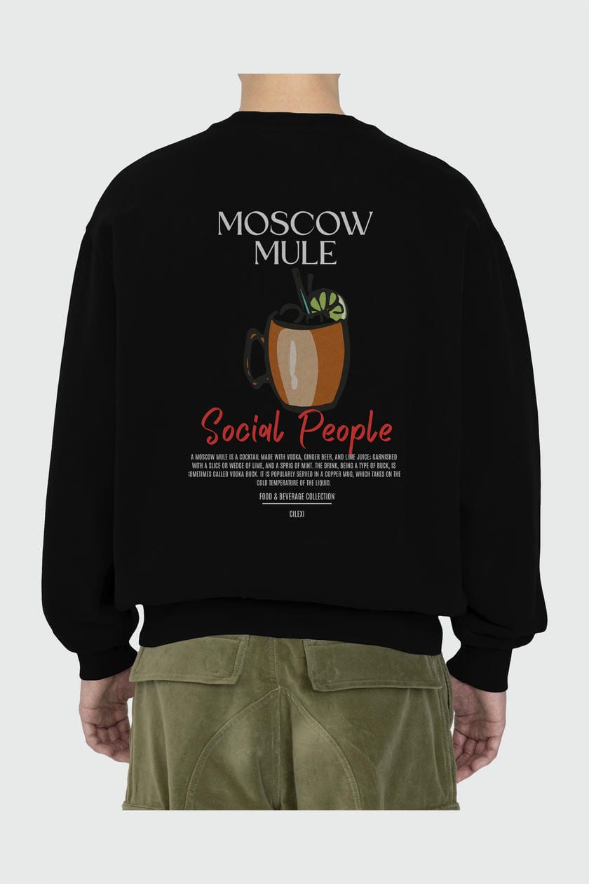 Moscow Mule Arka Baskılı Oversize Sweatshirt Erkek Kadın Unisex