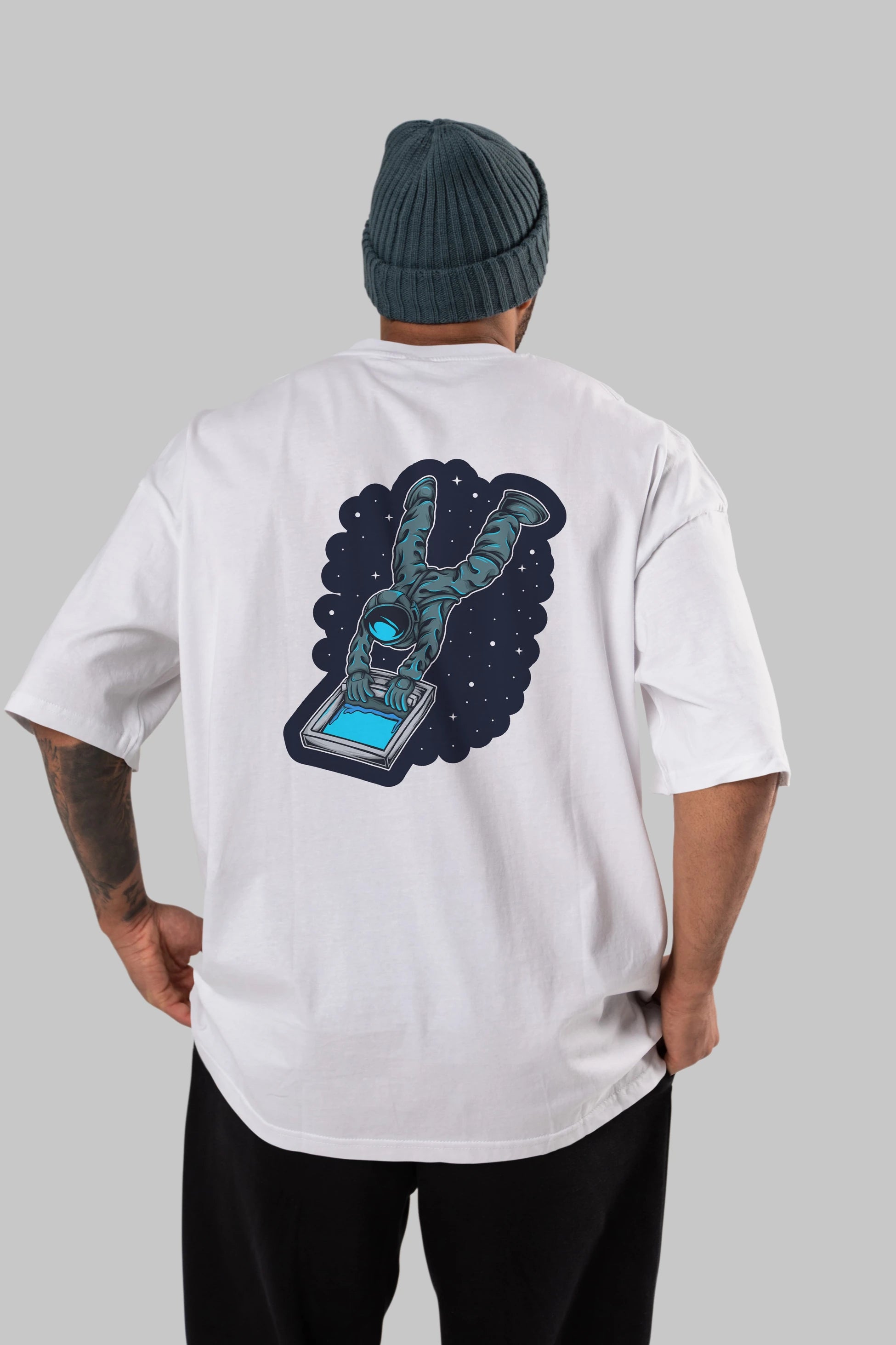 Astroscreen Sticker Arka Baskılı Oversize t-shirt Erkek Kadın Unisex