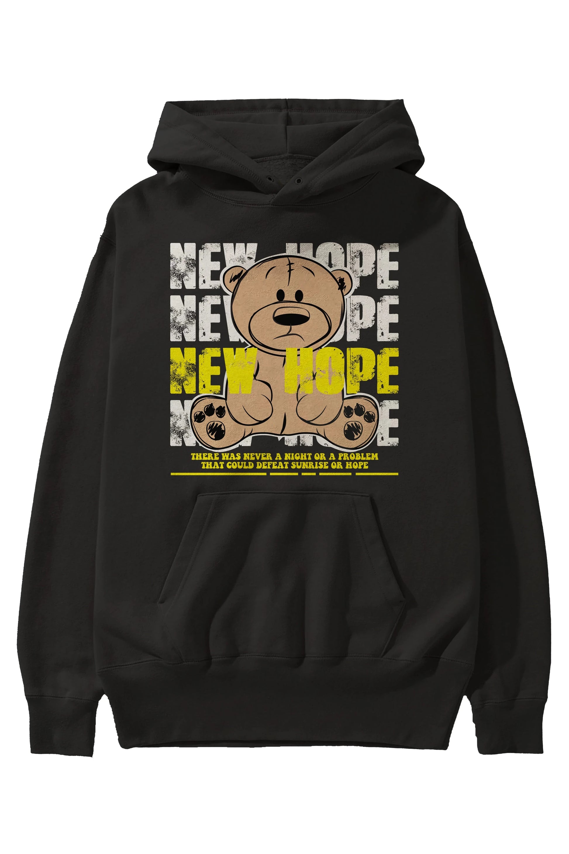Teddy Bear New Hope Ön Baskılı Hoodie Oversize Kapüşonlu Sweatshirt Erkek Kadın Unisex