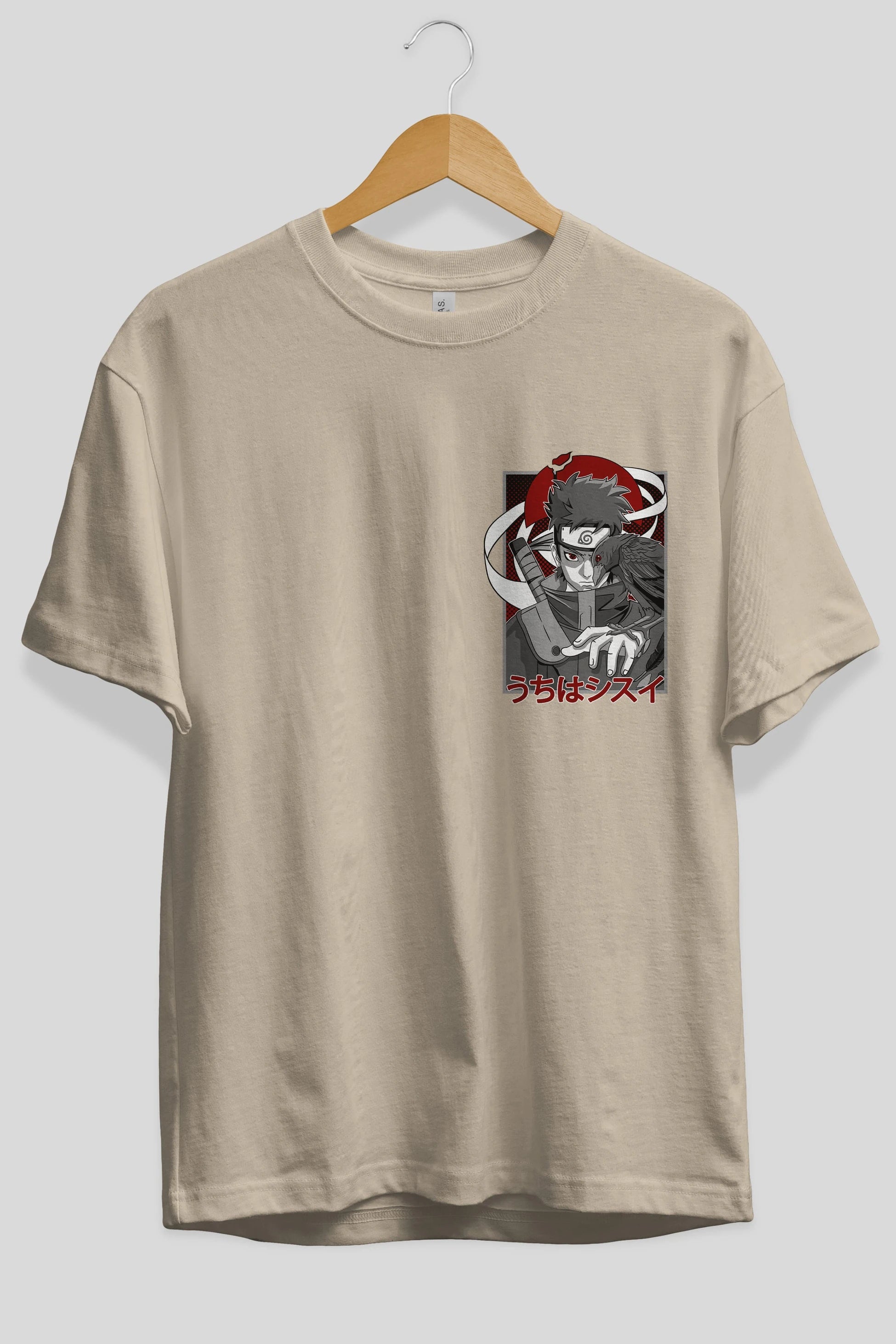 SHISUI UCHIHA NARUTO Ön Sol Baskılı Oversize t-shirt Erkek Kadın Unisex %100 Pamuk Bisiklet Yaka tişort