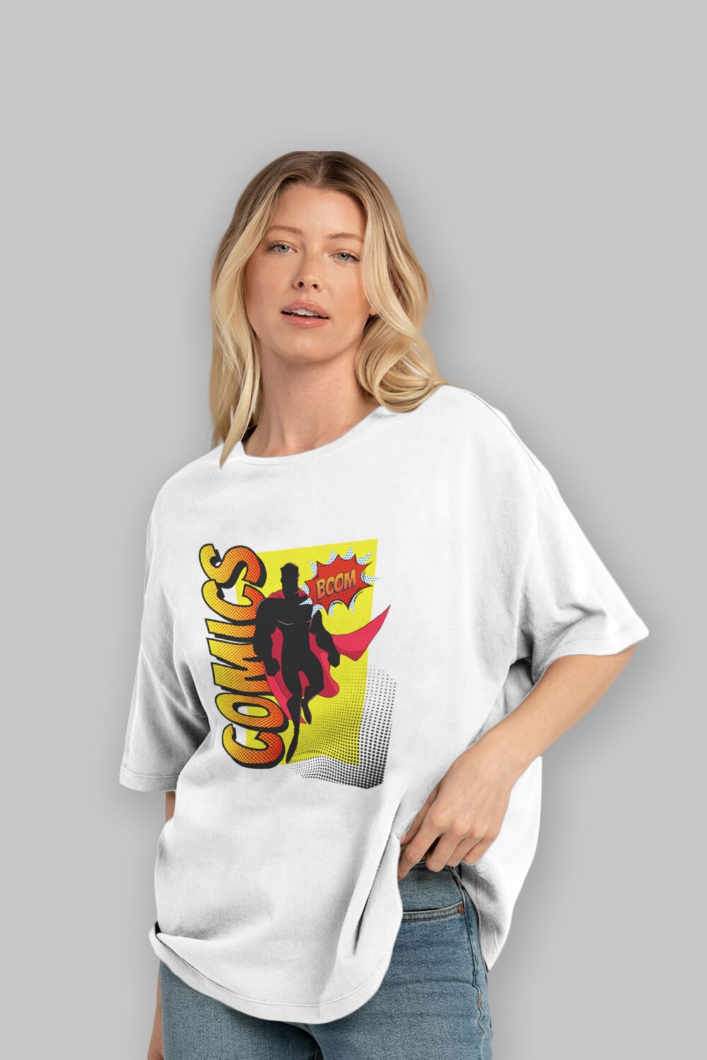 Comics Boom Ön Baskılı Oversize t-shirt Erkek Kadın Unisex