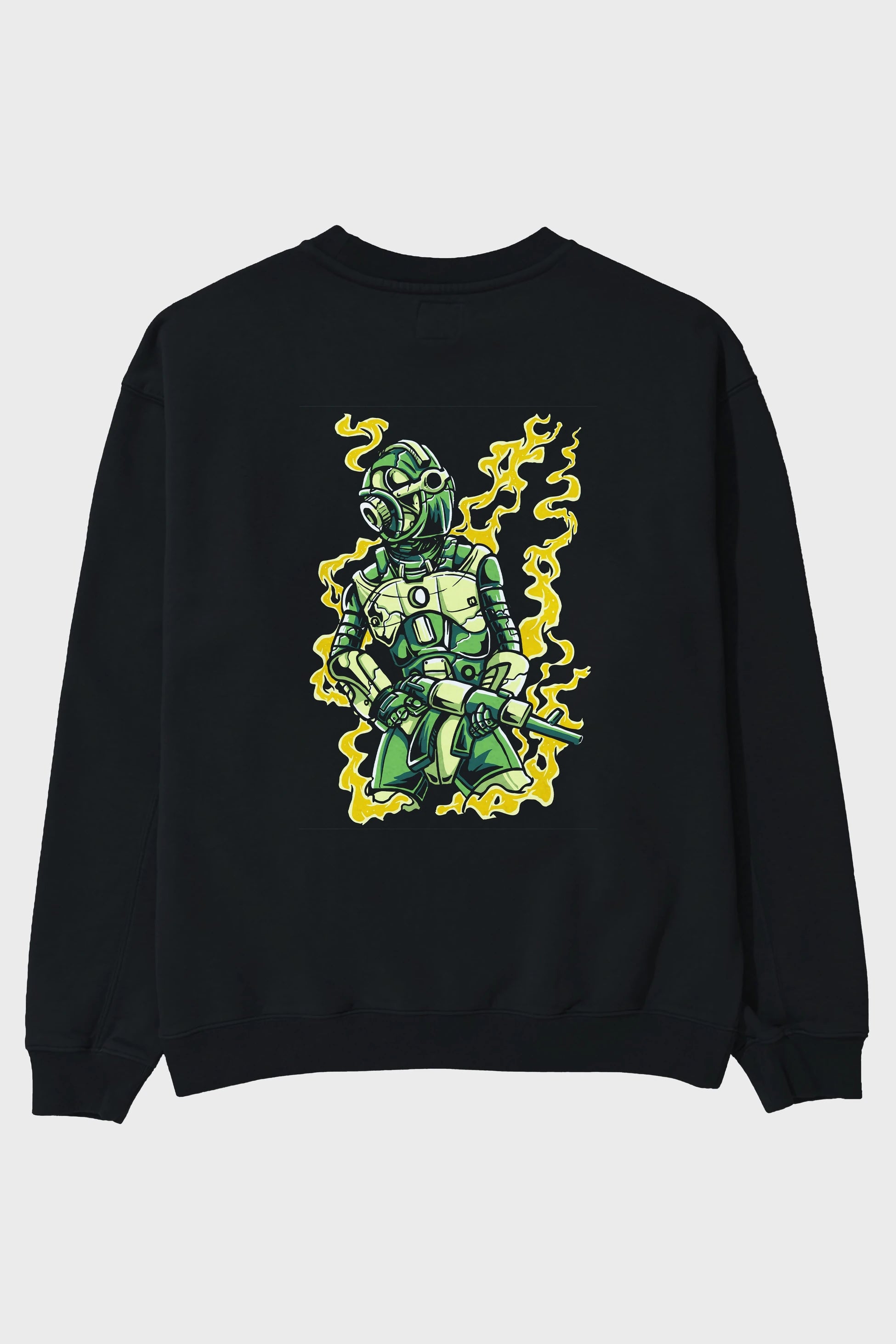 Robot Soldier Arka Baskılı Oversize Sweatshirt Erkek Kadın Unisex