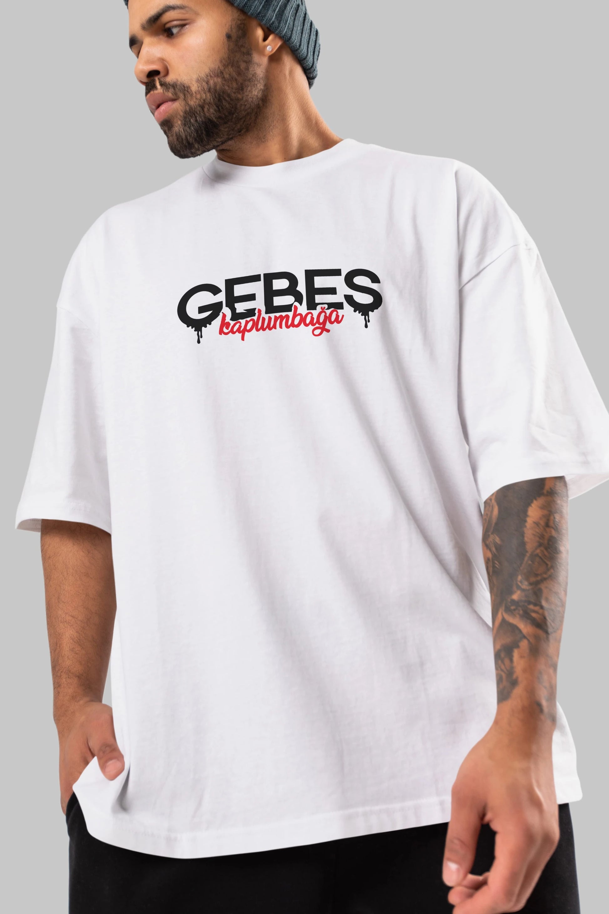 Gebeş Kaplumbağa Ön Baskılı Oversize t-shirt %100 pamuk Erkek Kadın Unisex
