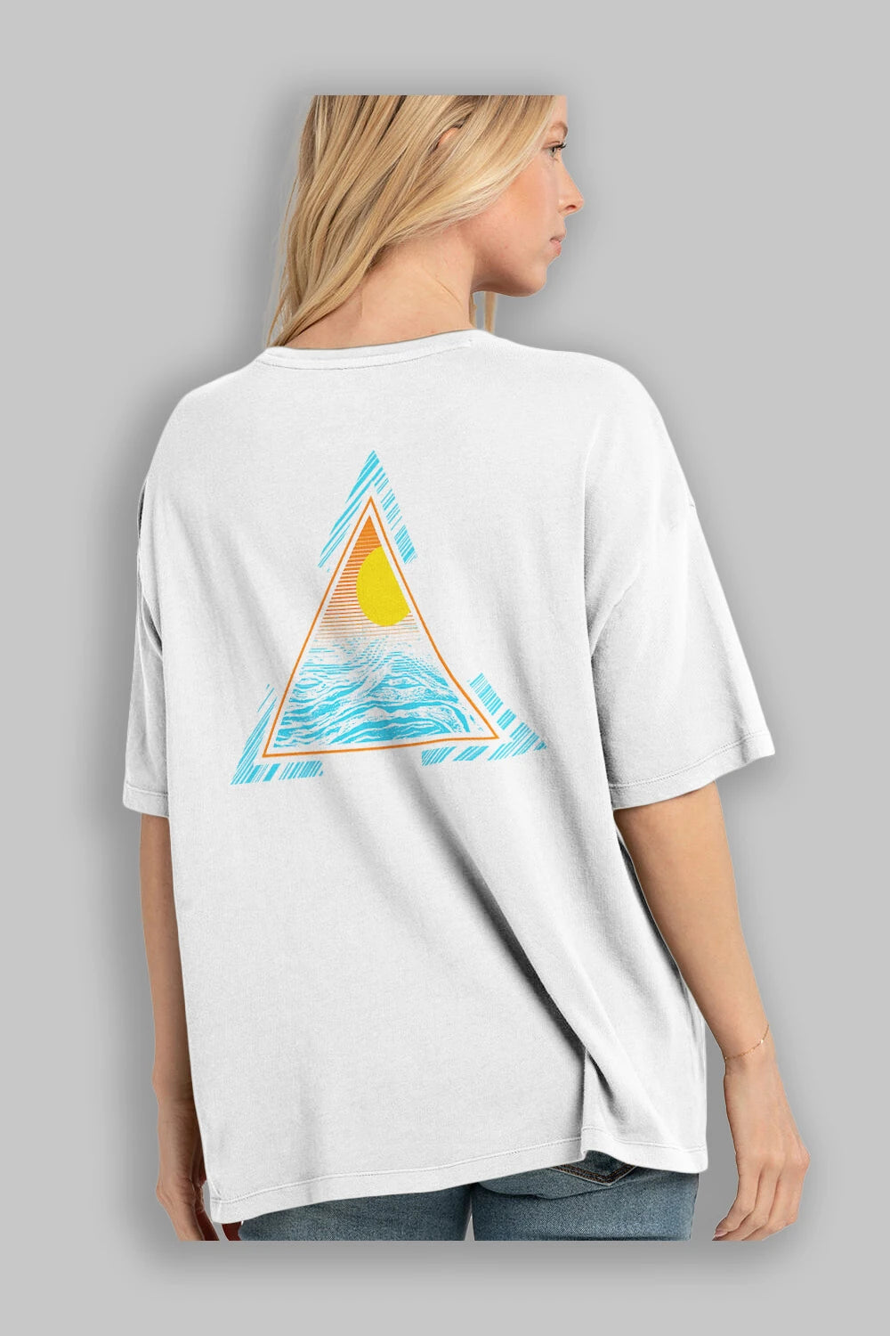 Summer Sunset Paradise Arka Baskılı Oversize t-shirt Erkek Kadın Unisex