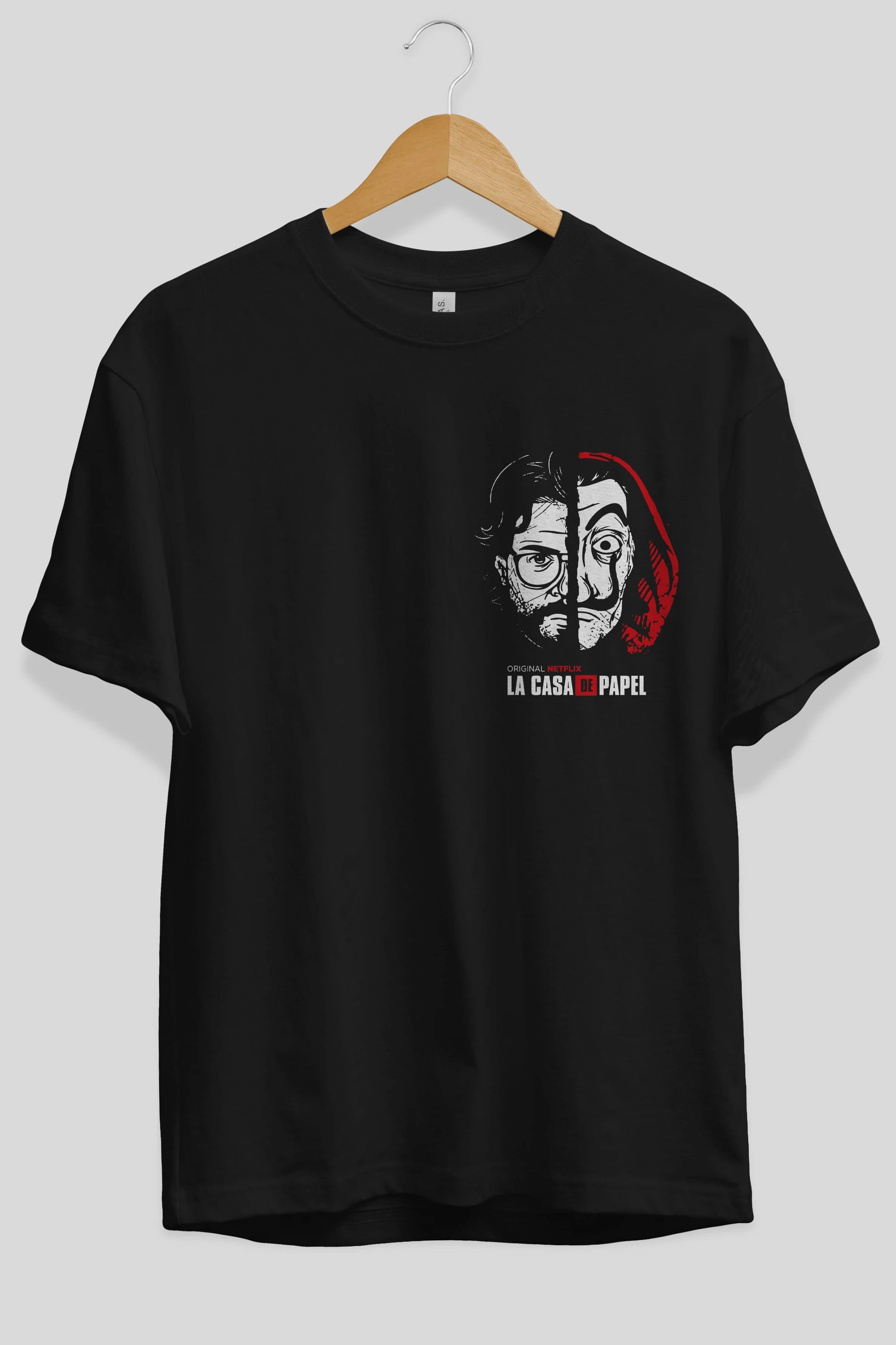 La Casa De Papel (9) Ön Sol Baskılı Oversize t-shirt Erkek Kadın Unisex %100 Pamuk Bisiklet Yaka tişort