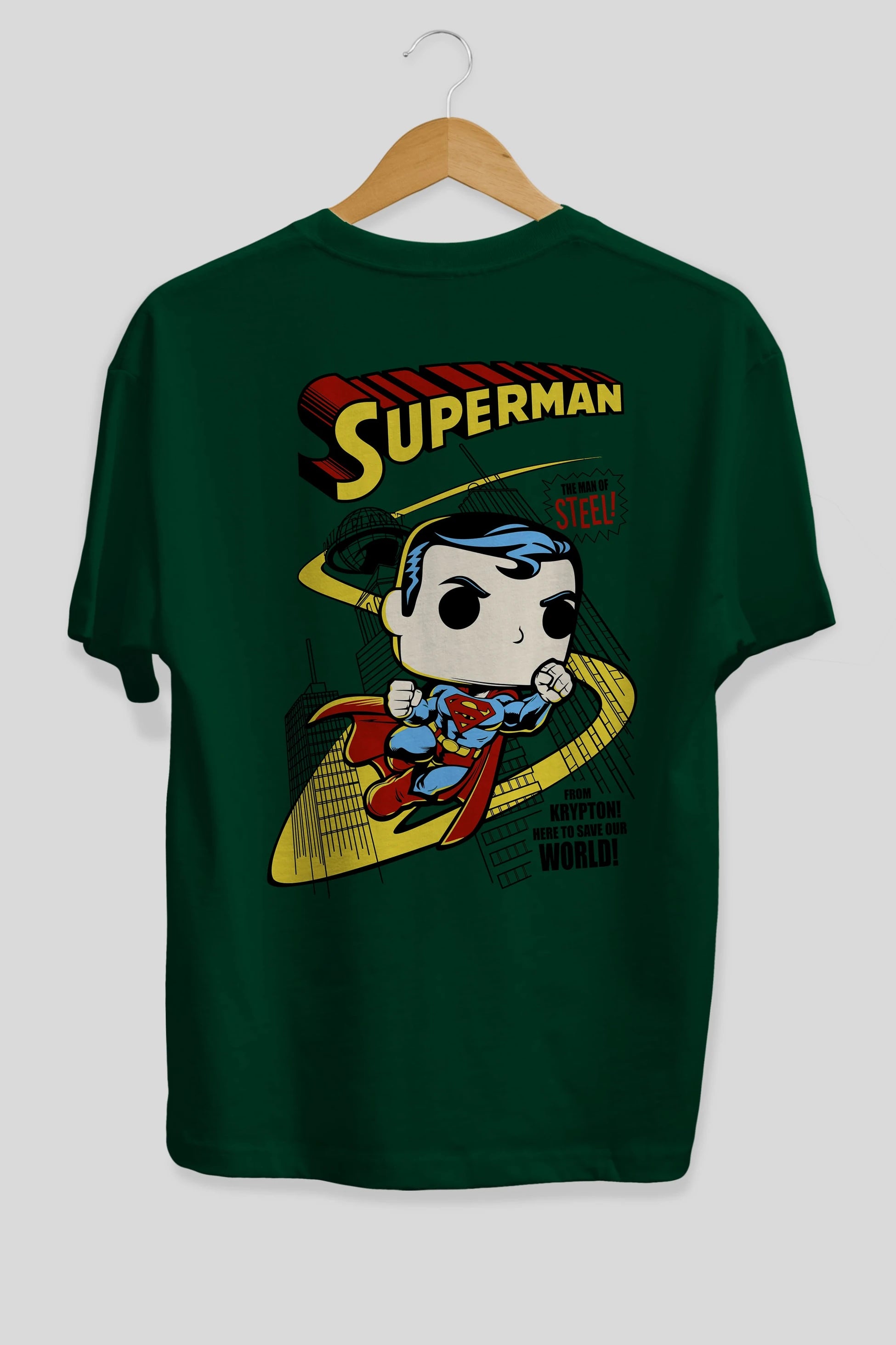 Superman (2) Arka Baskılı Oversize t-shirt Erkek Kadın Unisex %100 Pamuk Bisiklet Yaka tişort