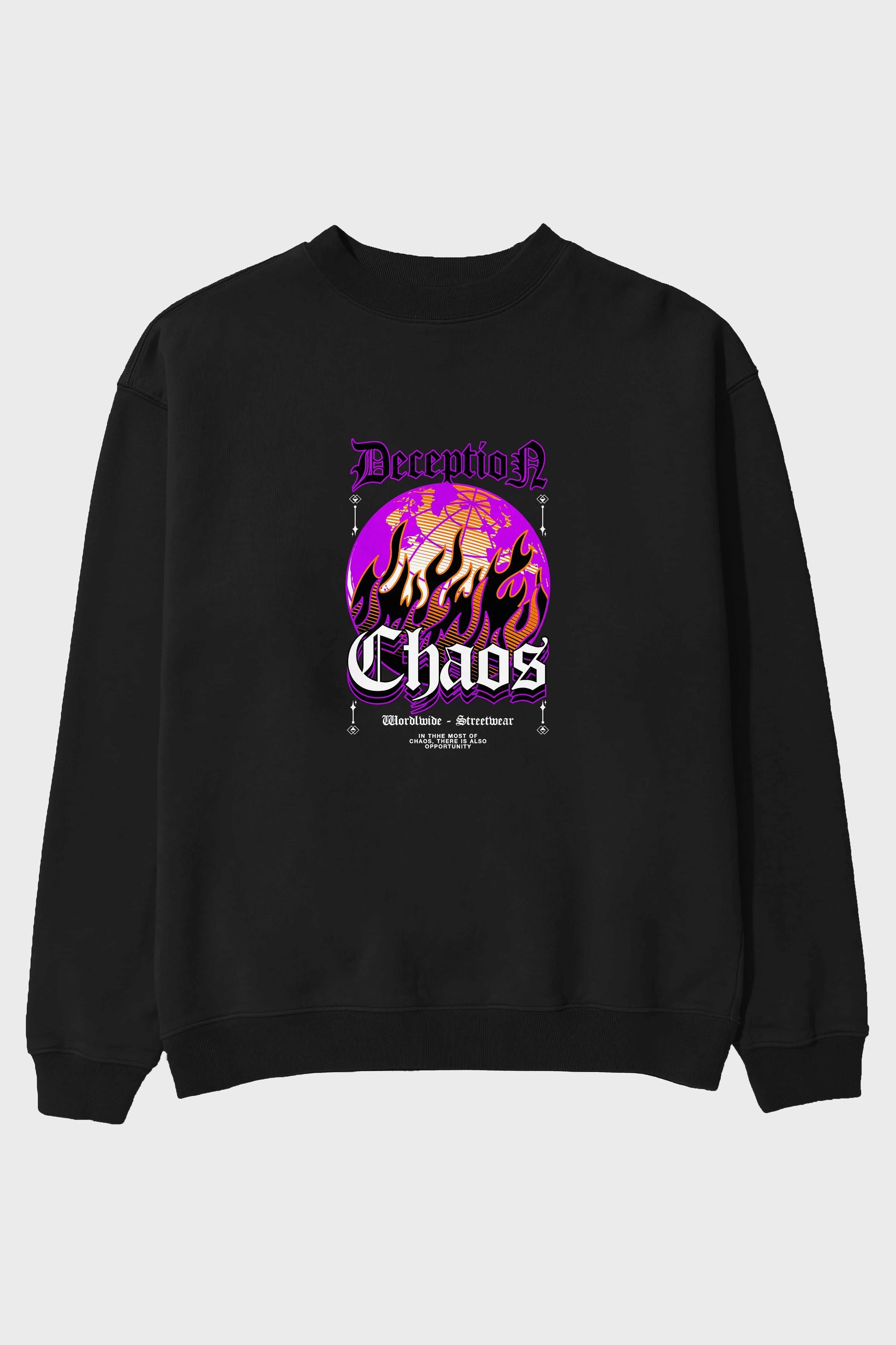 Deception Chaos Ön Baskılı Oversize Sweatshirt Erkek Kadın Unisex