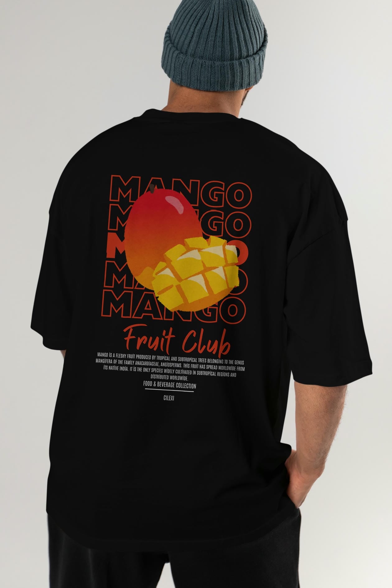Mango Arka Baskılı Oversize t-shirt Erkek Kadın Pamuk Bisiklet Yaka tişort