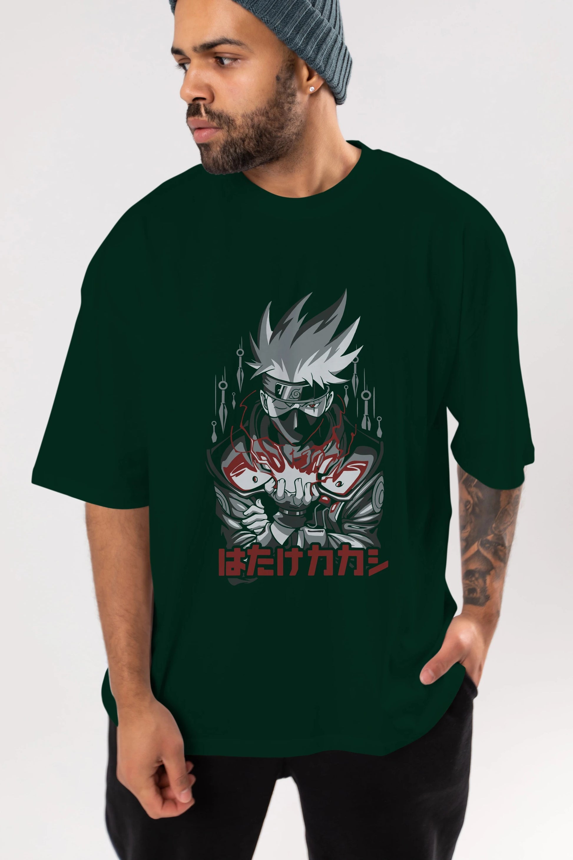 KAKASHI HATAKE NARUTO 1 Anime Ön Baskılı Oversize t-shirt %100 pamuk Erkek Kadın Unisex