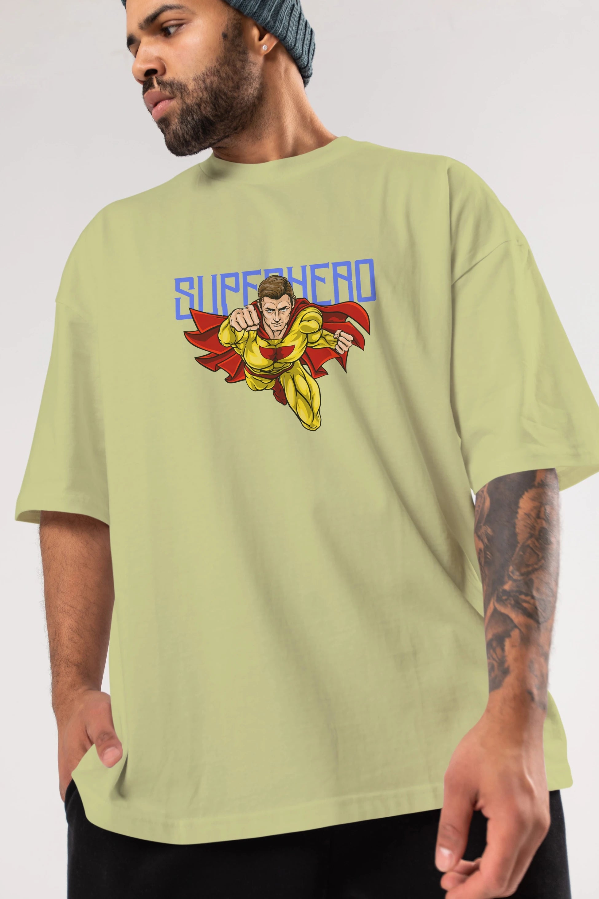 Super Hero Ön Baskılı Oversize t-shirt Erkek Kadın Unisex