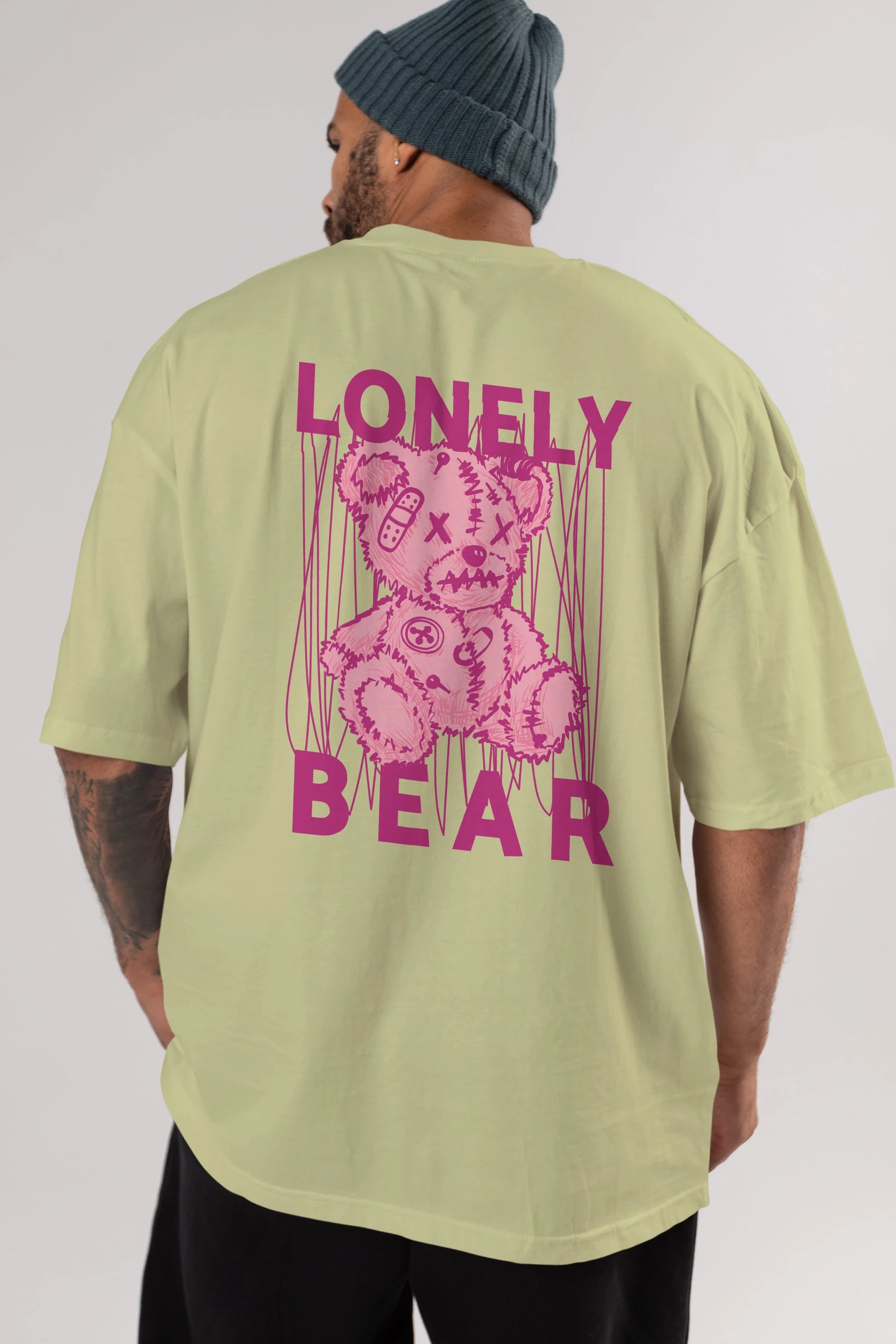 Lonely Bear Arka Baskılı Oversize t-shirt Erkek Kadın Unisex